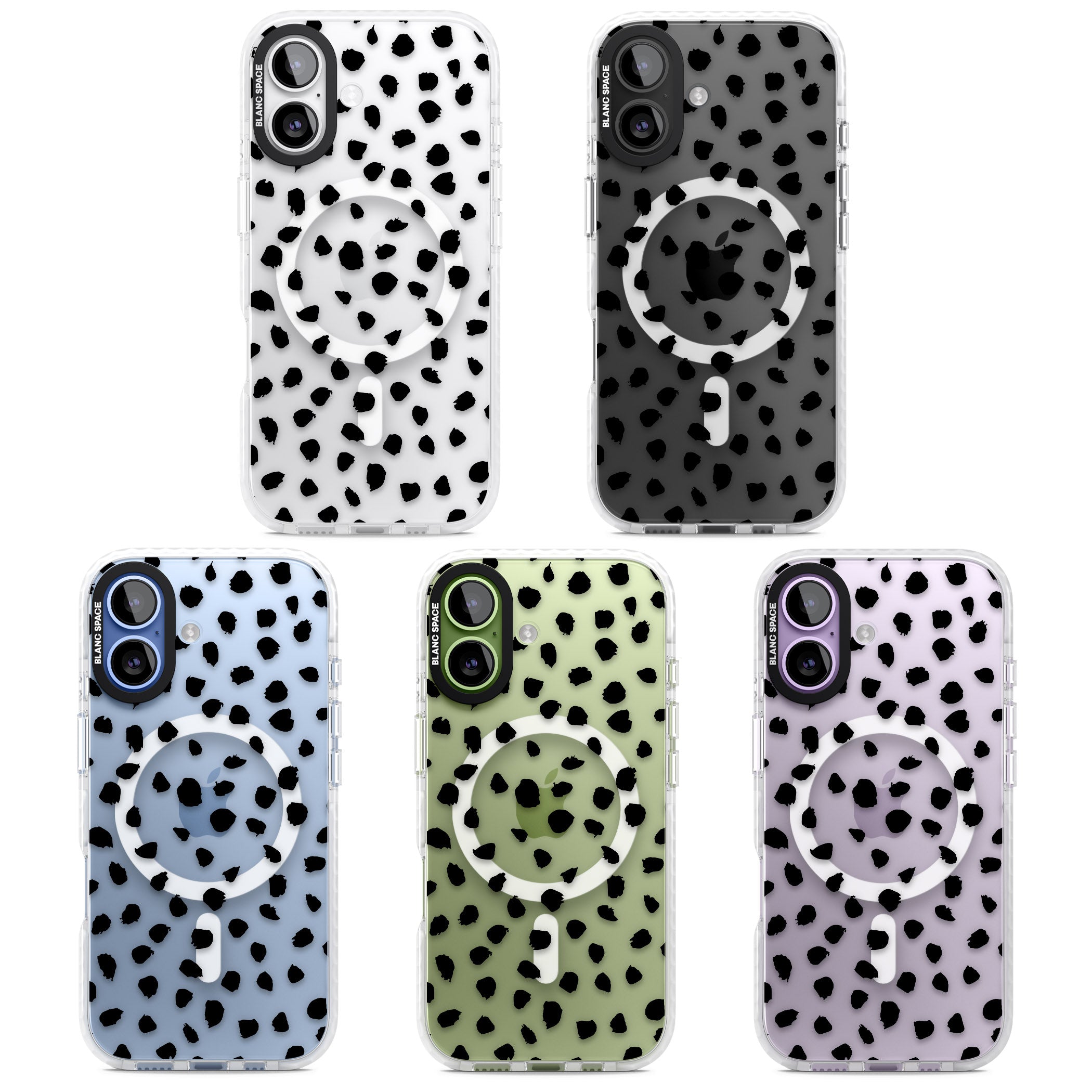 Black Dalmatian Polka Dot iPhone 17 Impact Pro Clear Phone Case APT Impact Protection