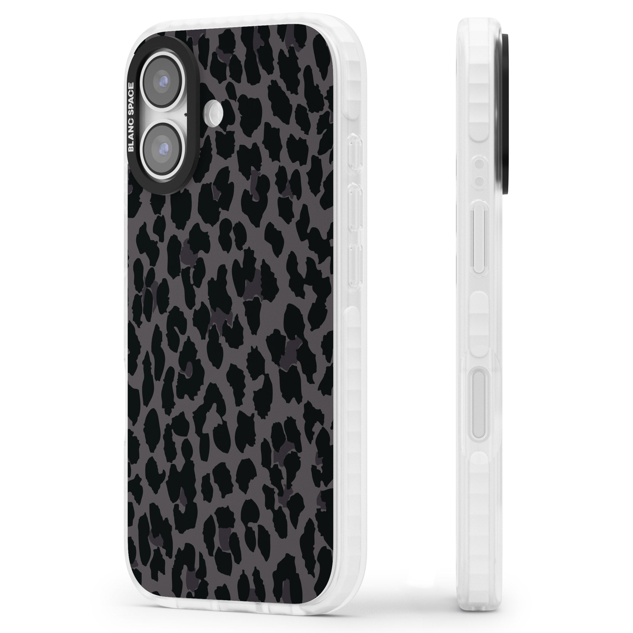 Dark Leopard Print iPhone 17 Impact Pro Clear Phone Case Side Profile