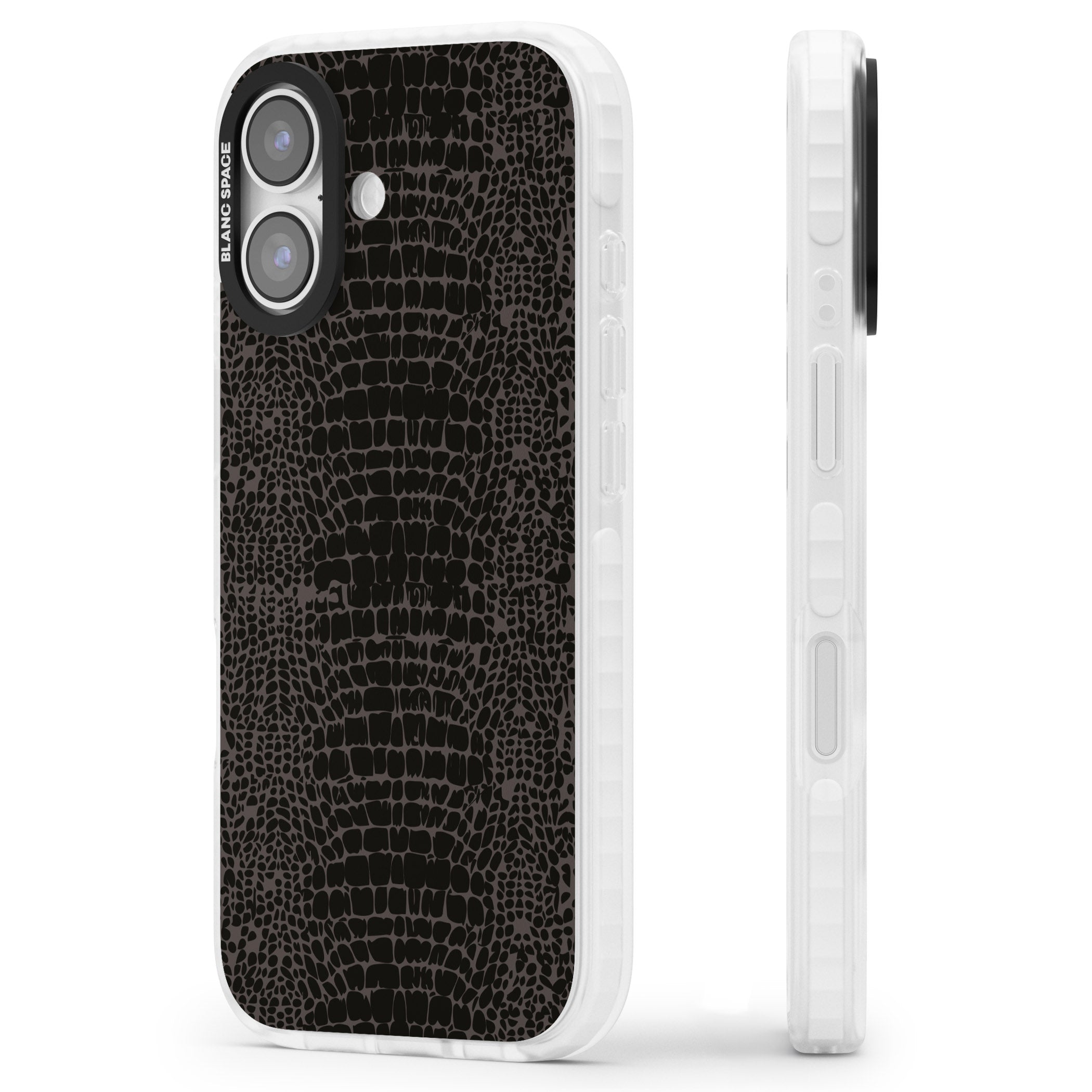 Dark Animal Print Snake Skin iPhone 17 Impact Pro Clear Phone Case Side Profile