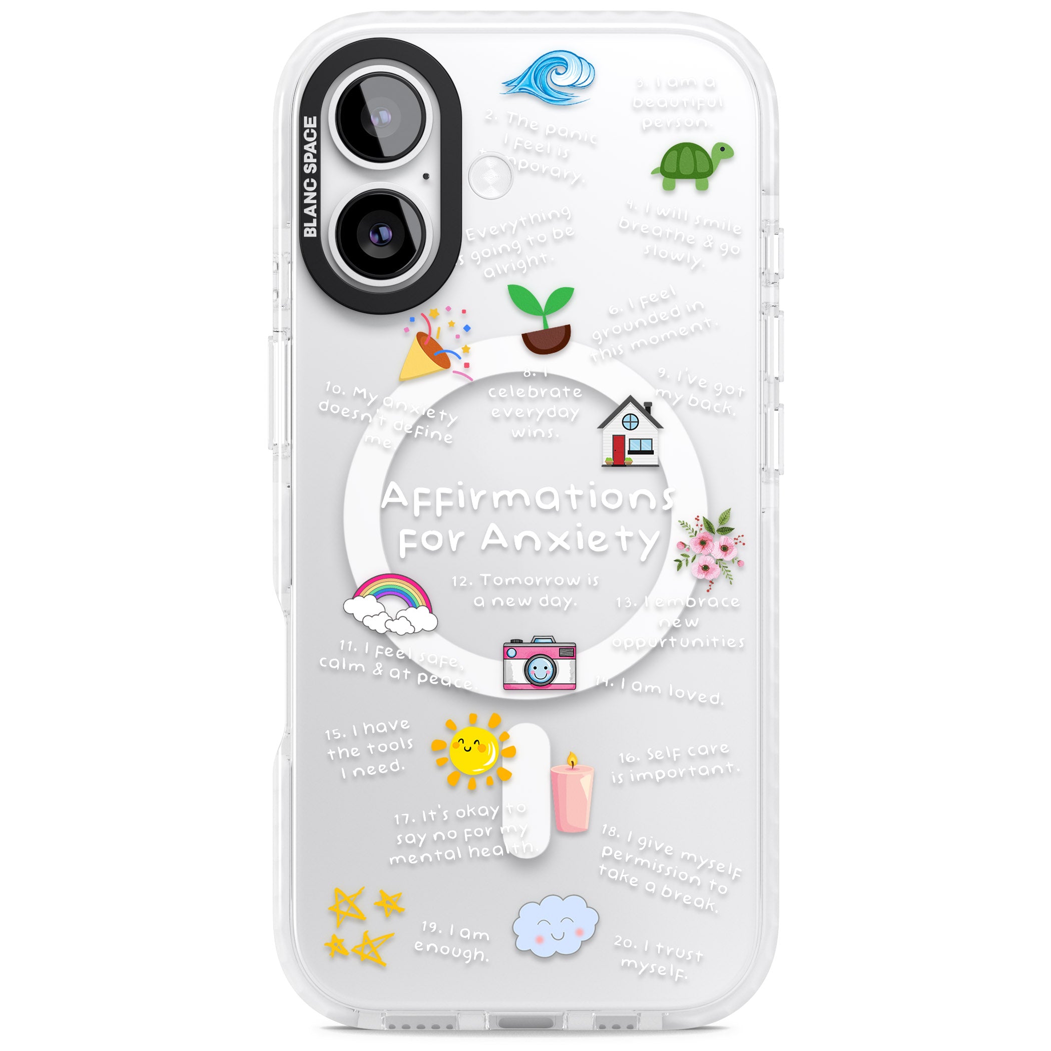 Anxiety White Text iPhone 17 Impact Pro Clear Phone Case