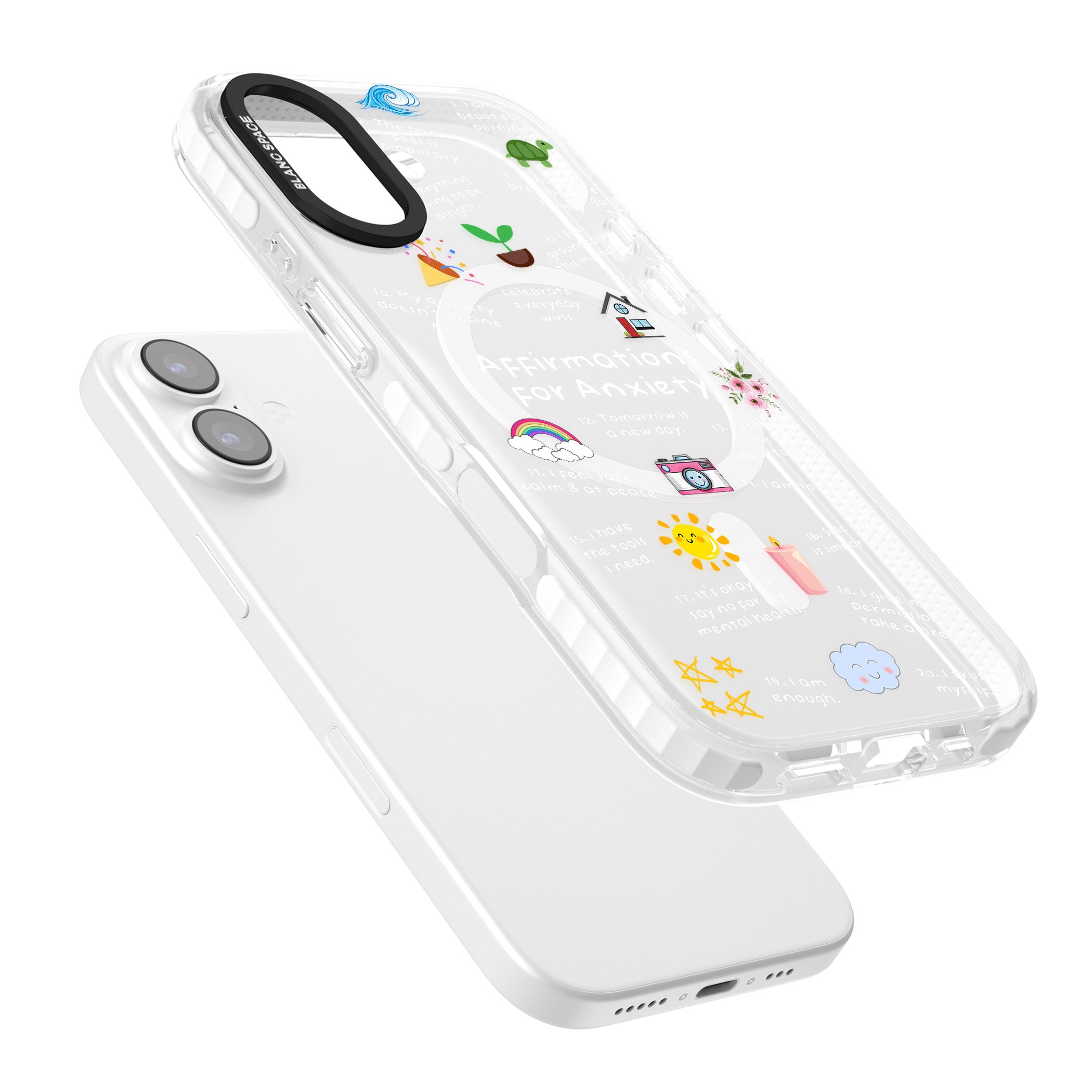 Anxiety White Text iPhone 17 Impact Pro Clear Phone Case Colours