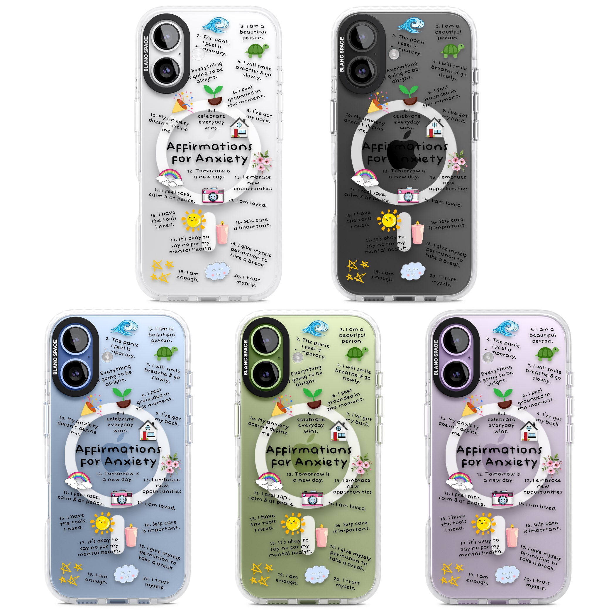 Anxiety Black Text iPhone 17 Impact Pro Clear Phone Case APT Impact Protection