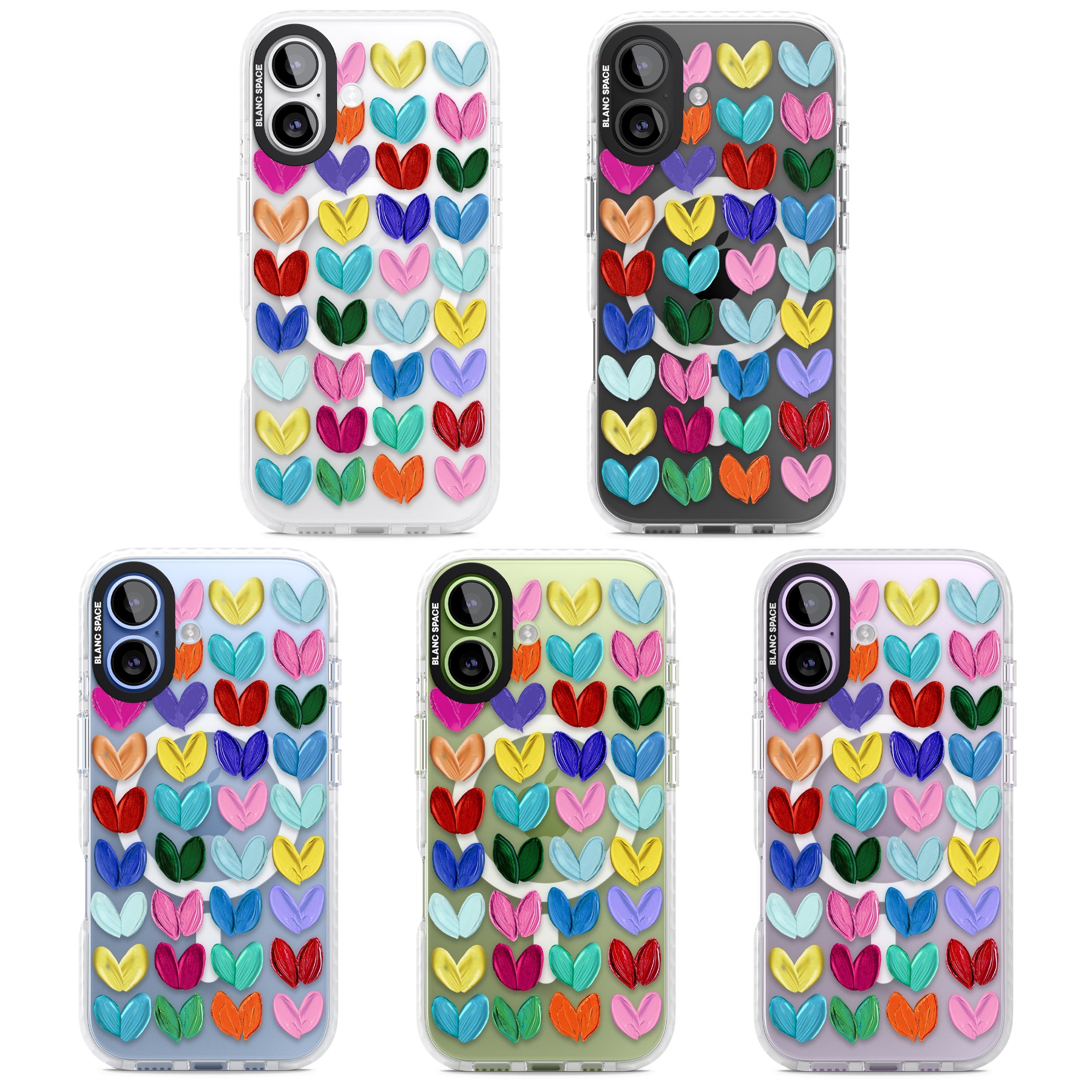 Oil Painted Hearts iPhone 17 Impact Pro Clear Phone Case APT Impact Protection