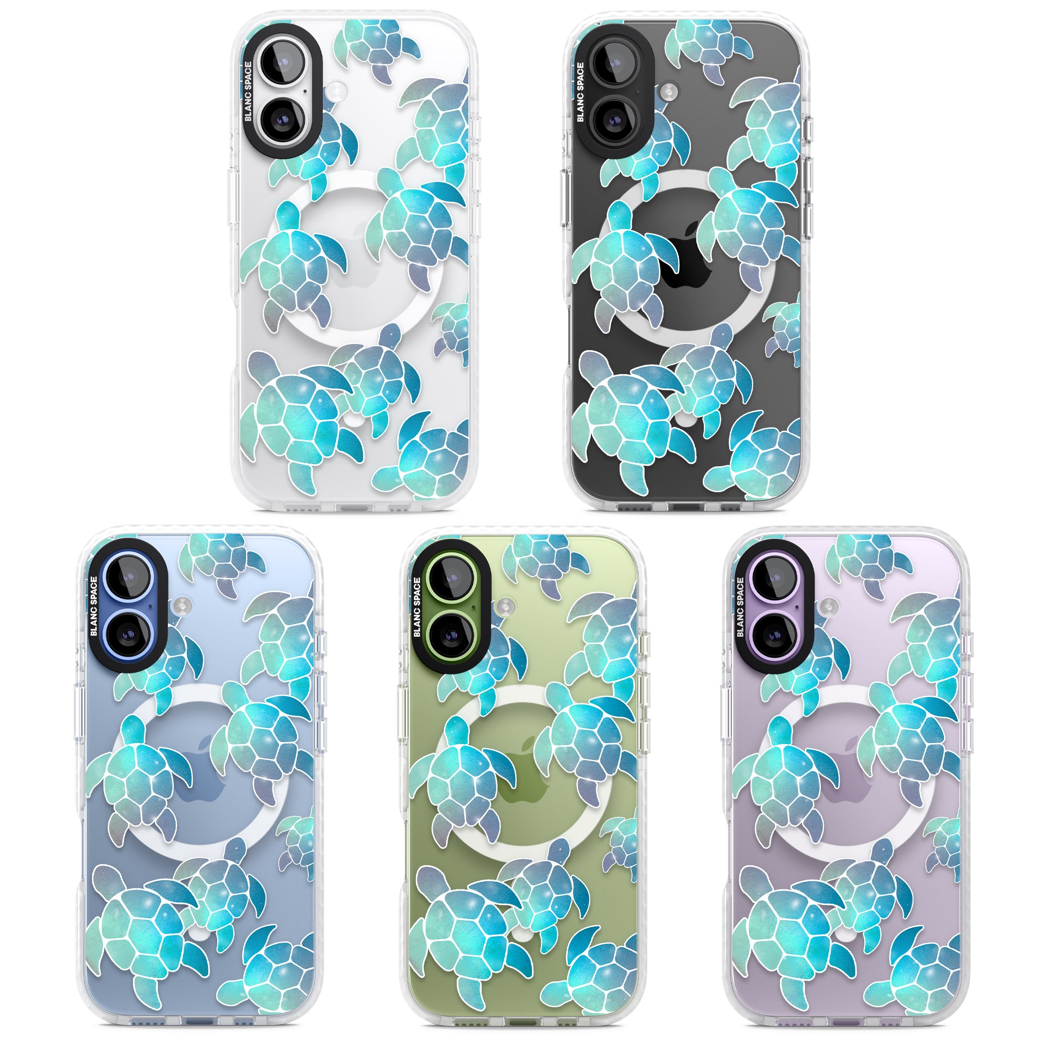 Aqua Space Turtles iPhone 17 Impact Pro Clear Phone Case APT Impact Protection