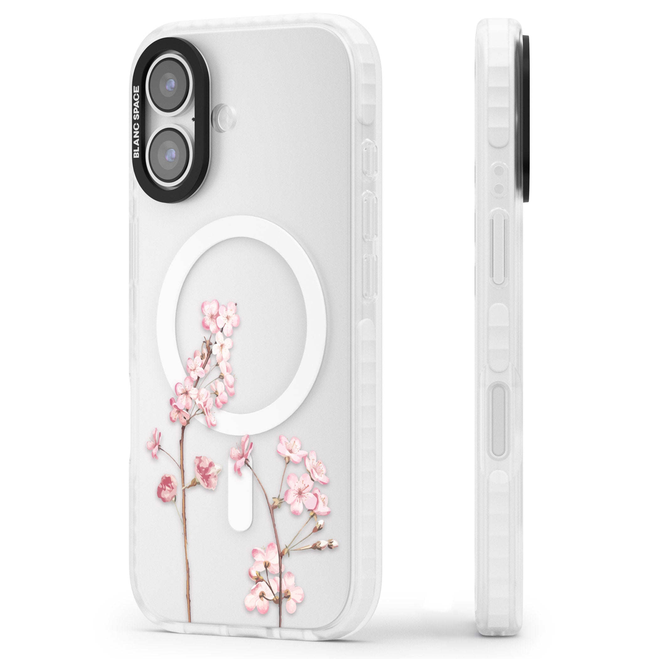 Blossom Flower iPhone 17 Impact Pro Clear Phone Case Side Profile