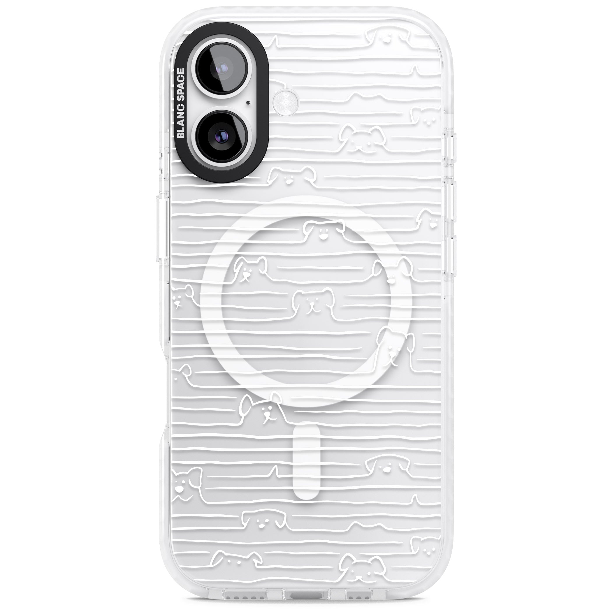 Dog Line Art White iPhone 17 Impact Pro Clear Phone Case