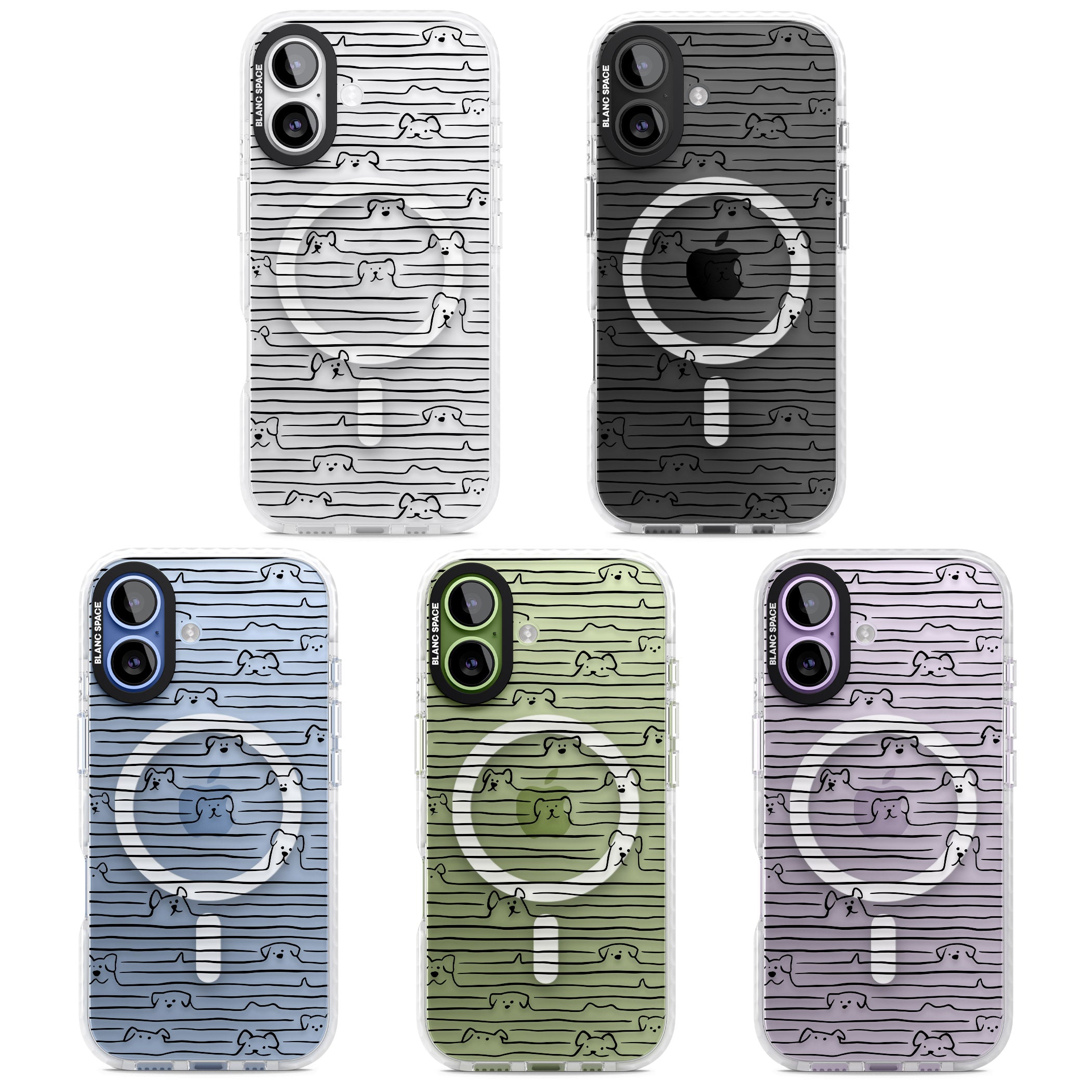 Dog Line Art Black iPhone 17 Impact Pro Clear Phone Case APT Impact Protection