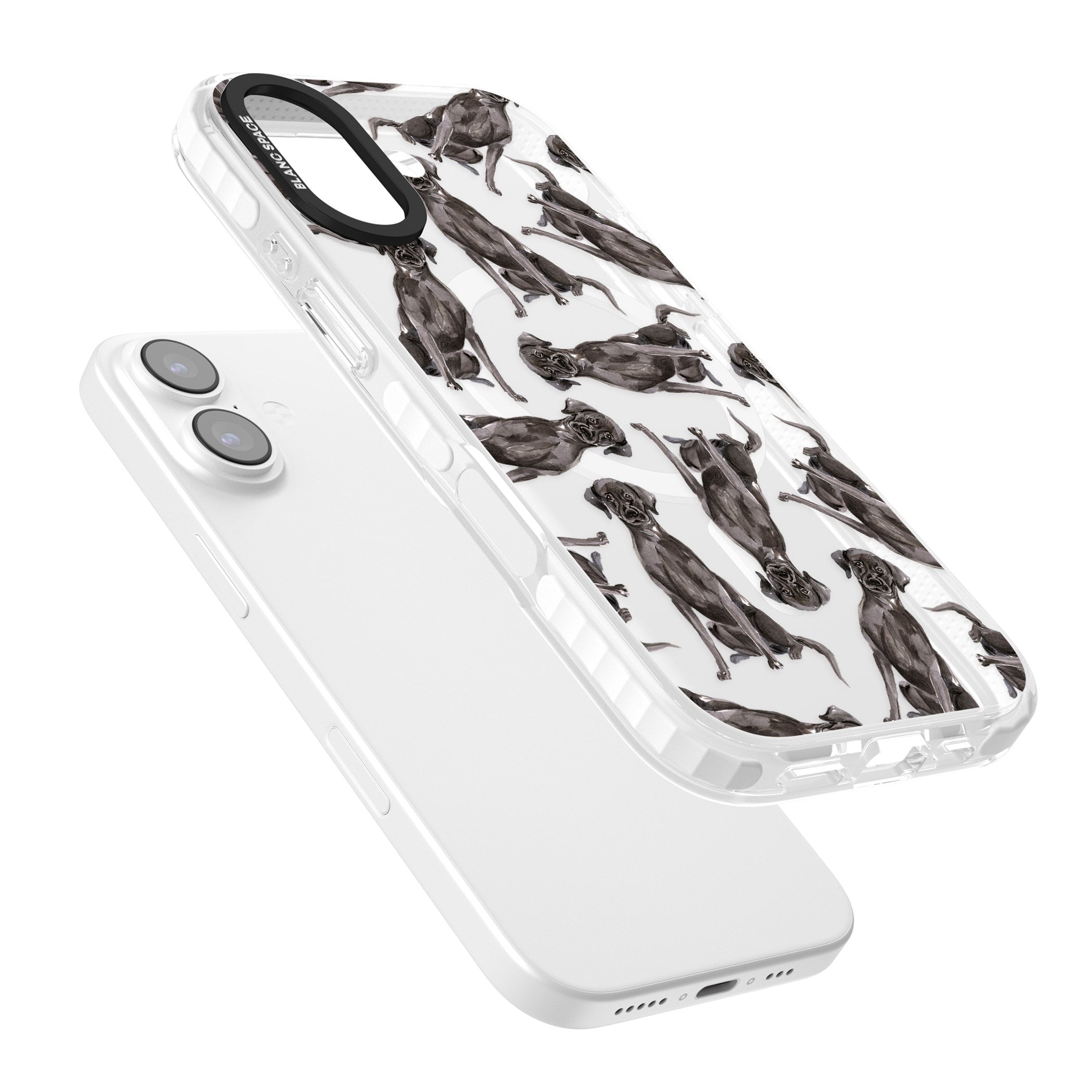 Black Labrador Watercolor Pattern iPhone 17 Impact Pro Clear Phone Case Colours