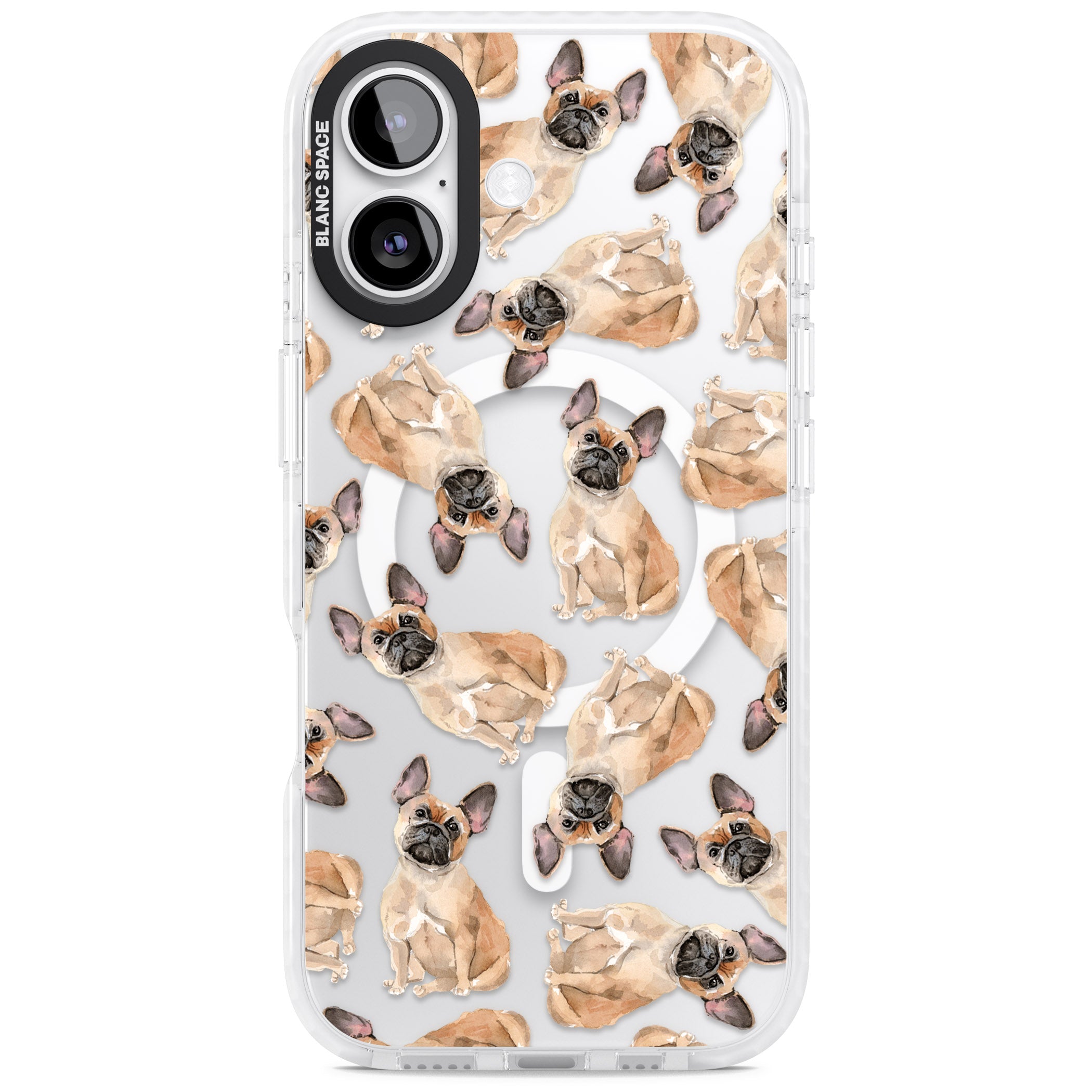 French Bulldog Watercolour Pattern iPhone 17 Impact Pro Clear Phone Case