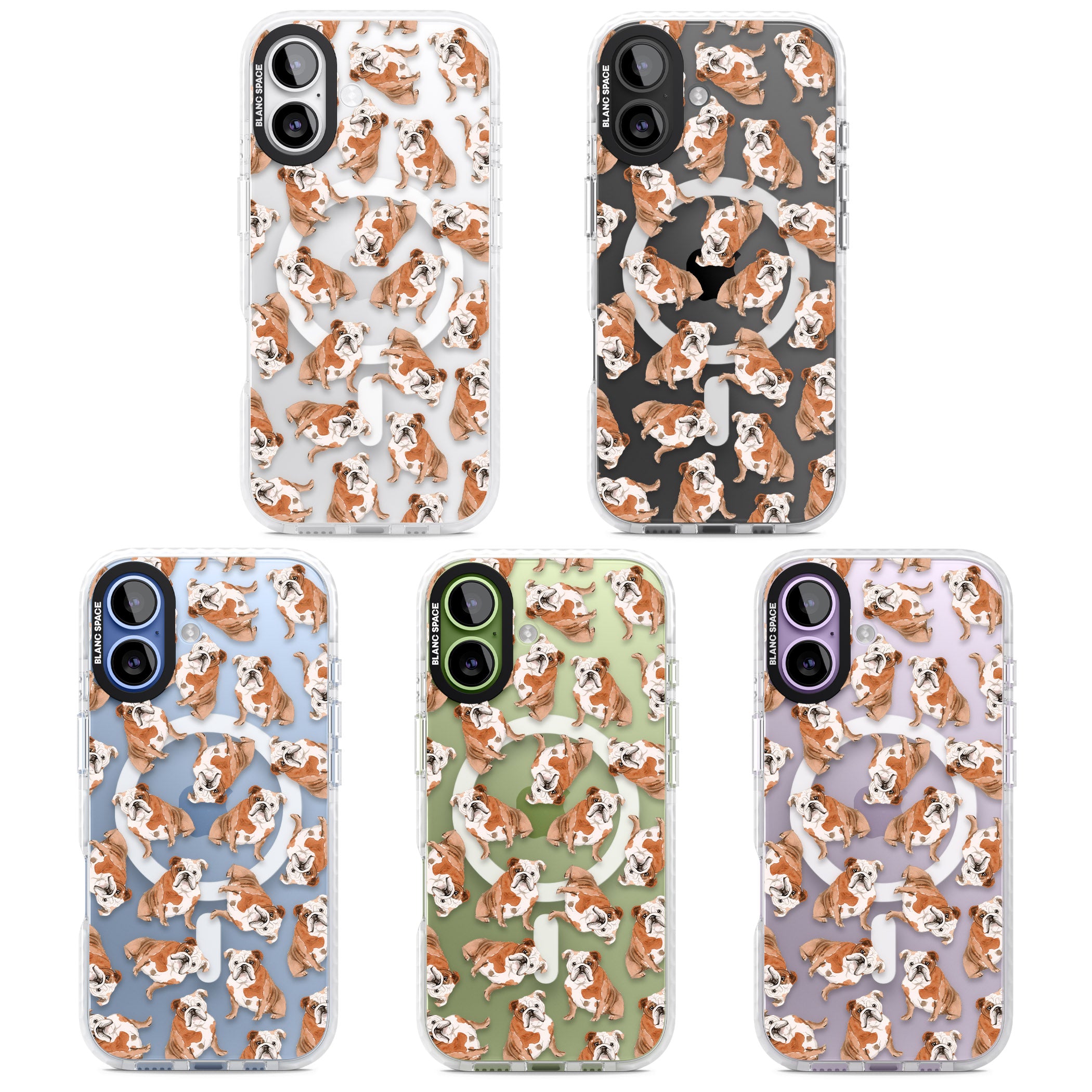 English Bulldog Watercolour Dog Pattern iPhone 17 Impact Pro Clear Phone Case APT Impact Protection