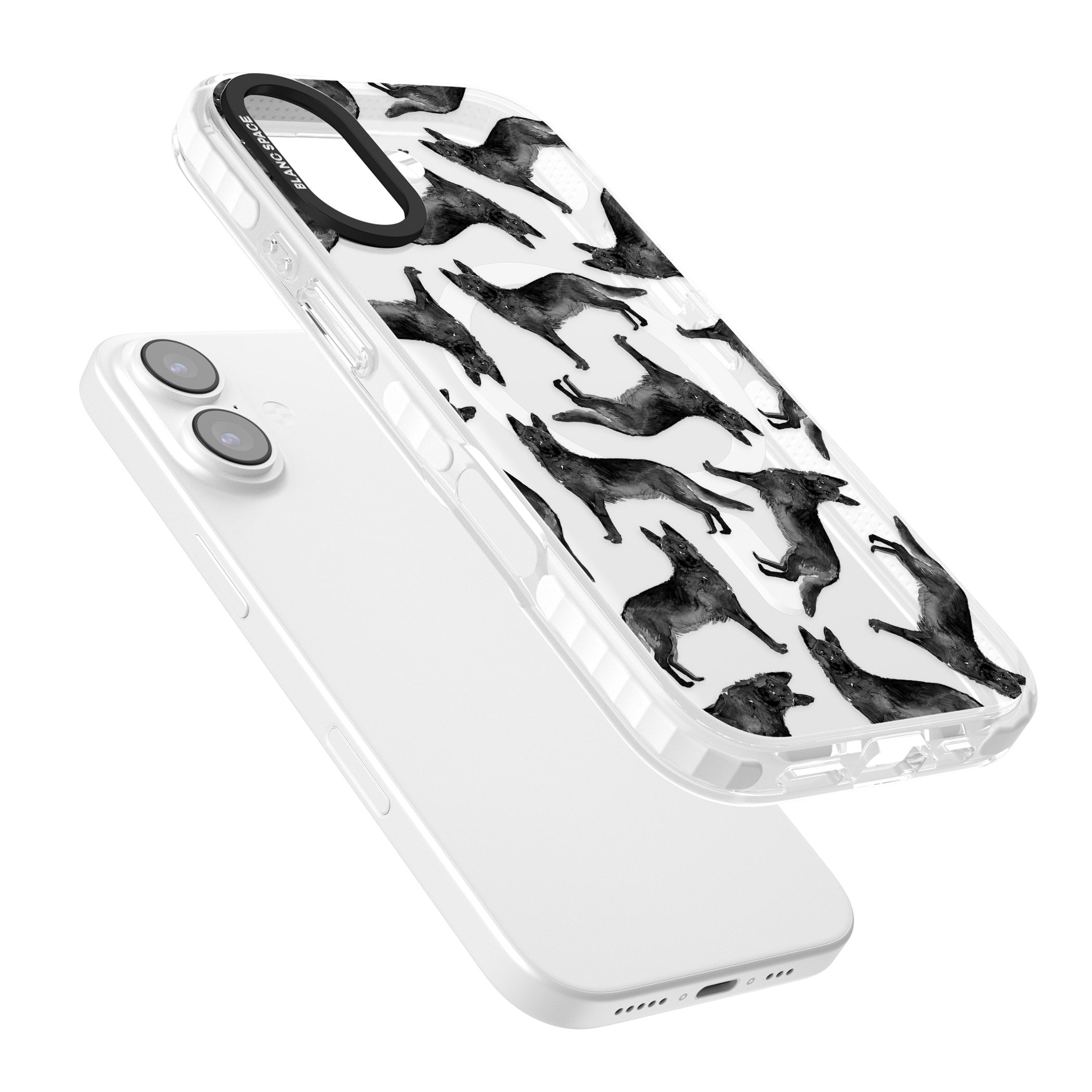 German Shepherd Pattern Black iPhone 17 Impact Pro Clear Phone Case Colours