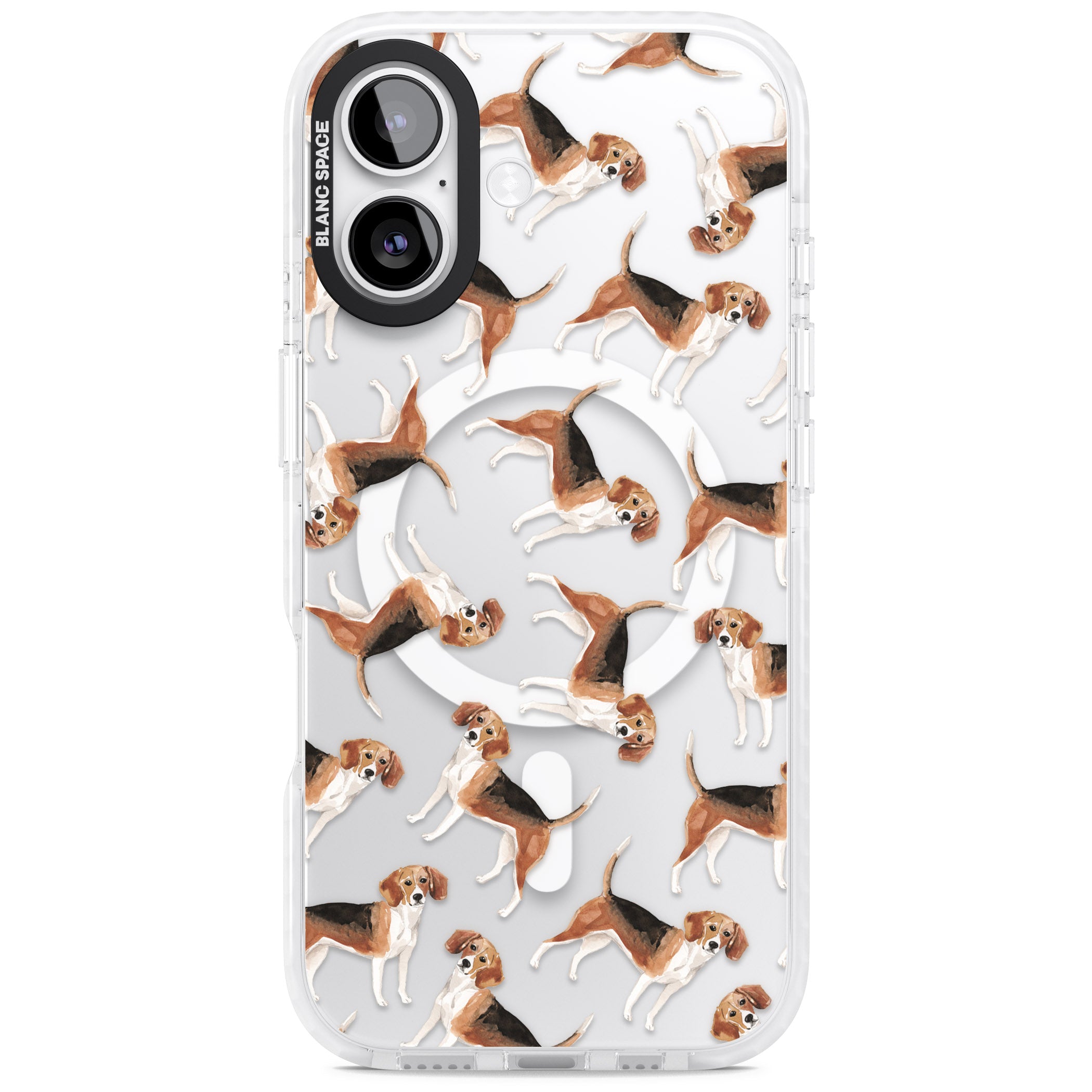 Beagle Watercolor Pattern iPhone 17 Impact Pro Clear Phone Case