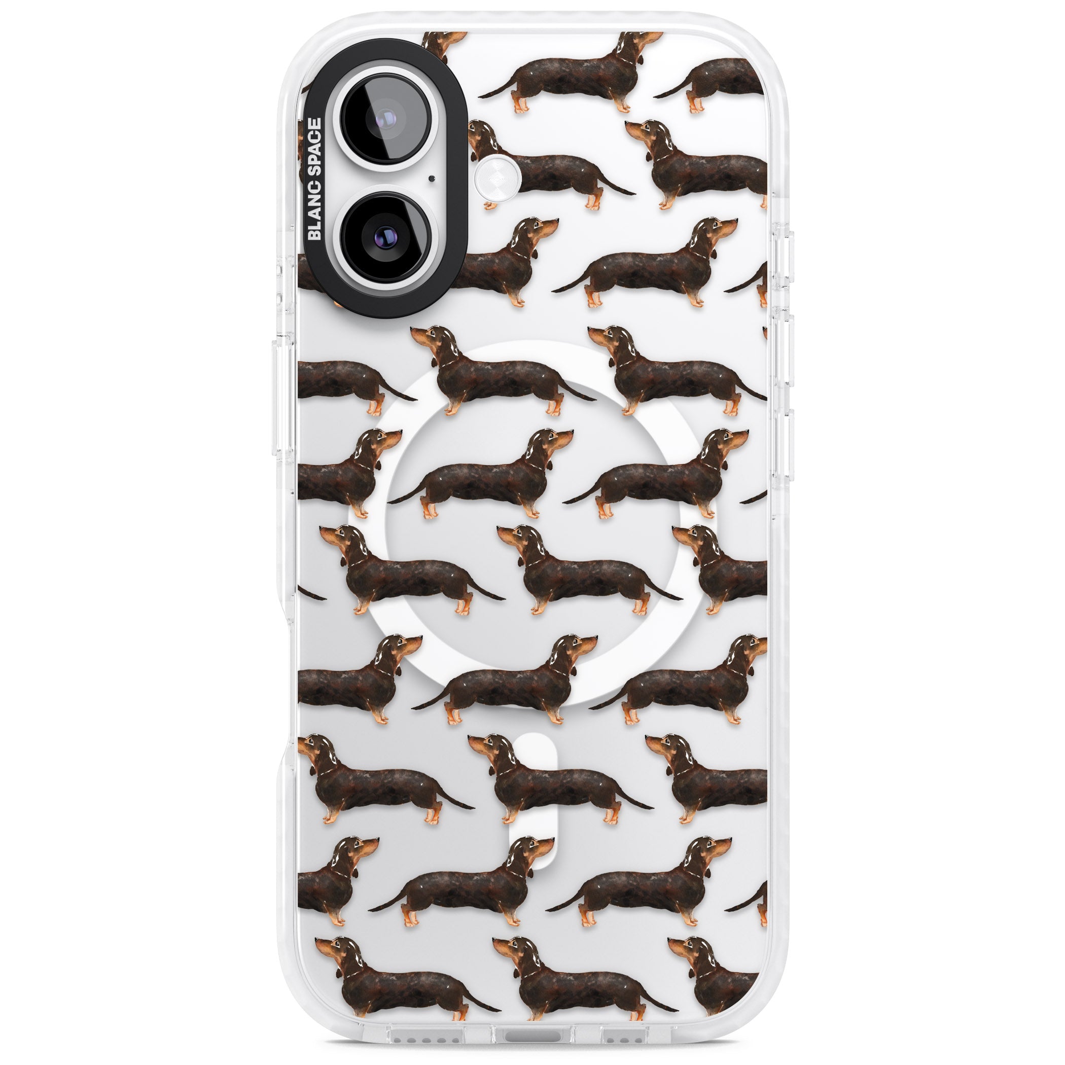 Dachshund Pattern Black Tan iPhone 17 Impact Pro Clear Phone Case