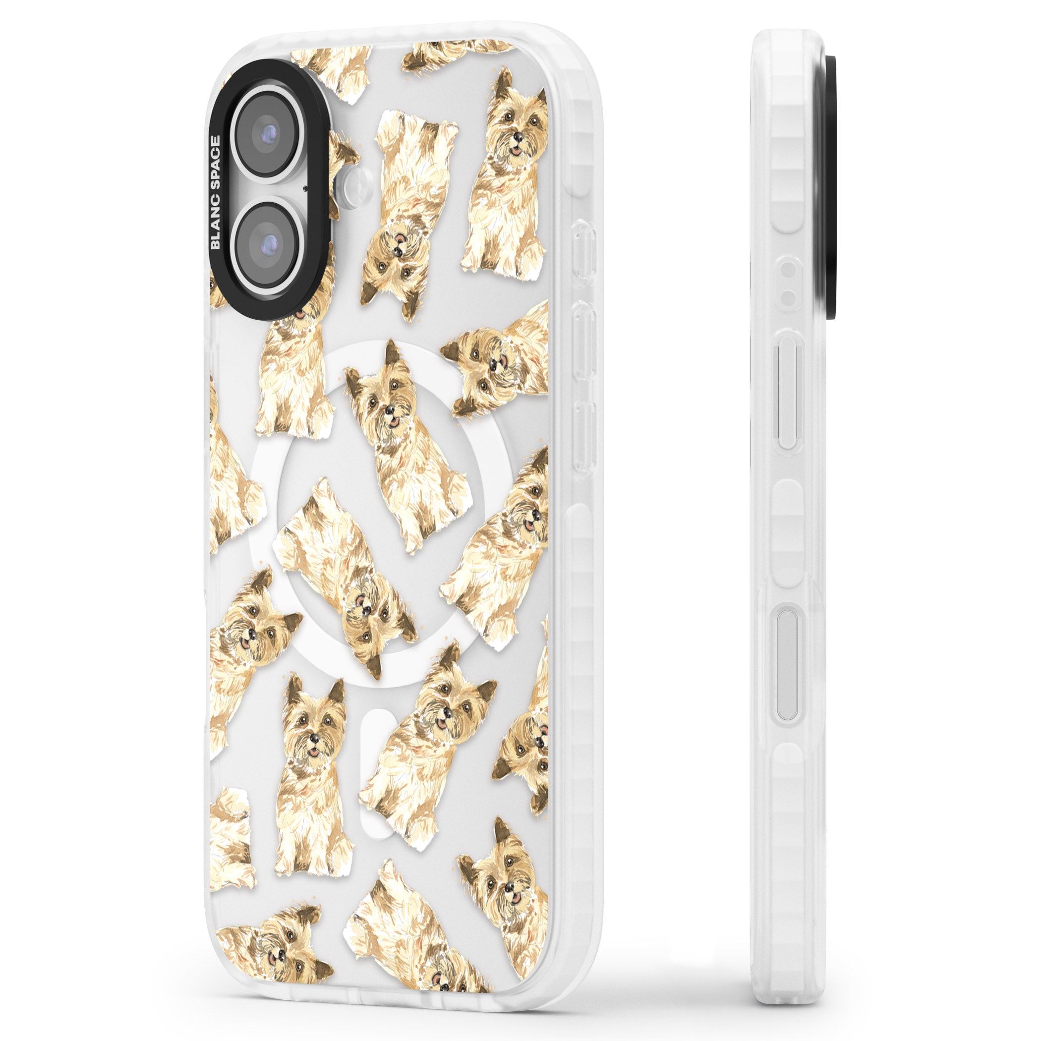 Cairn Terrier Watercolor iPhone 17 Impact Pro Clear Phone Case Side Profile