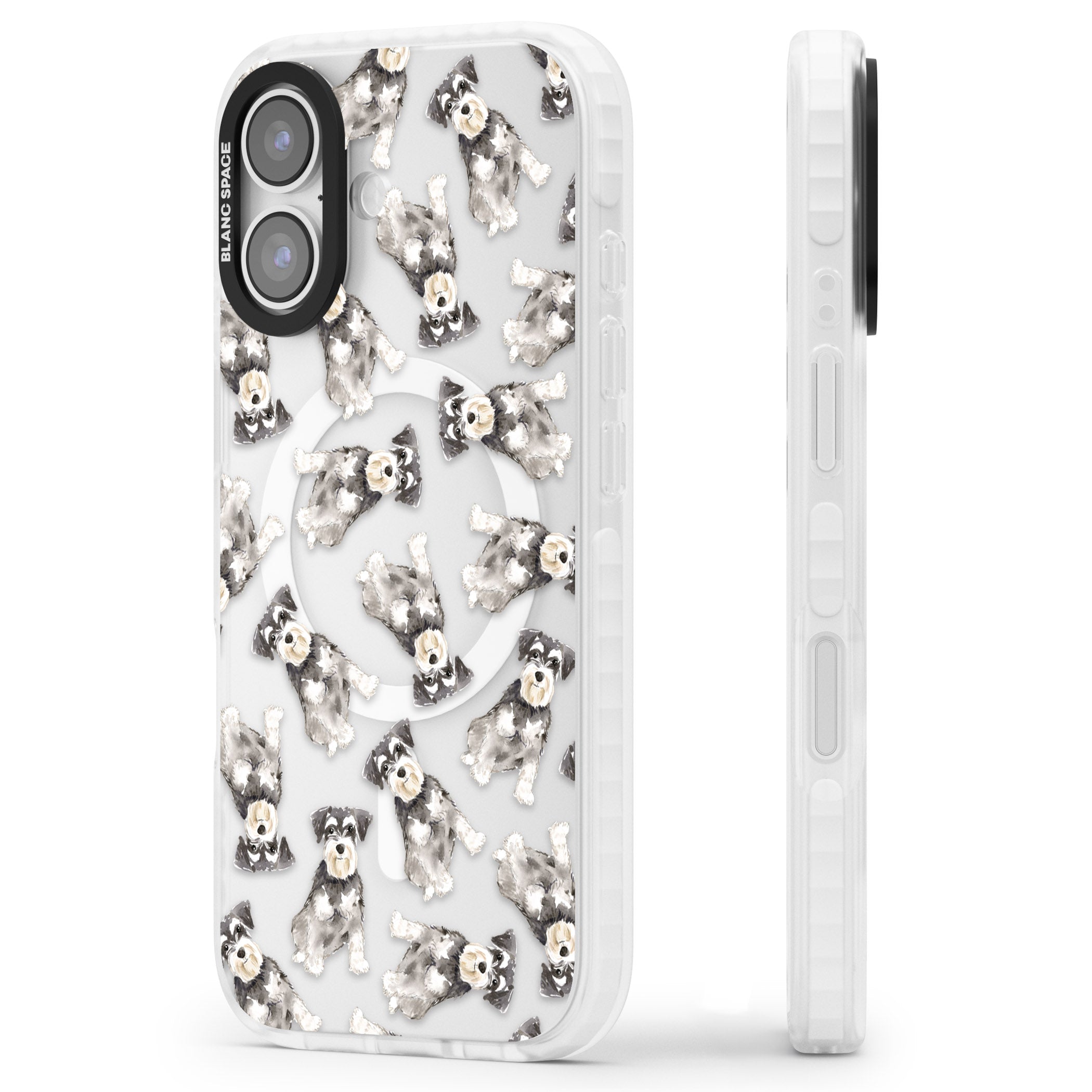 Miniature Schnauzer Watercolor iPhone 17 Impact Pro Clear Phone Case Side Profile