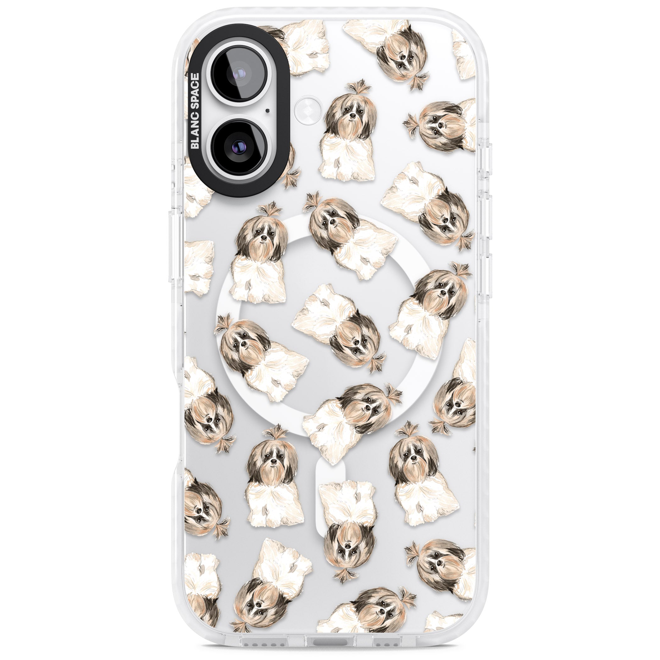 Shih Tzu Pattern Long Hair iPhone 17 Impact Pro Clear Phone Case