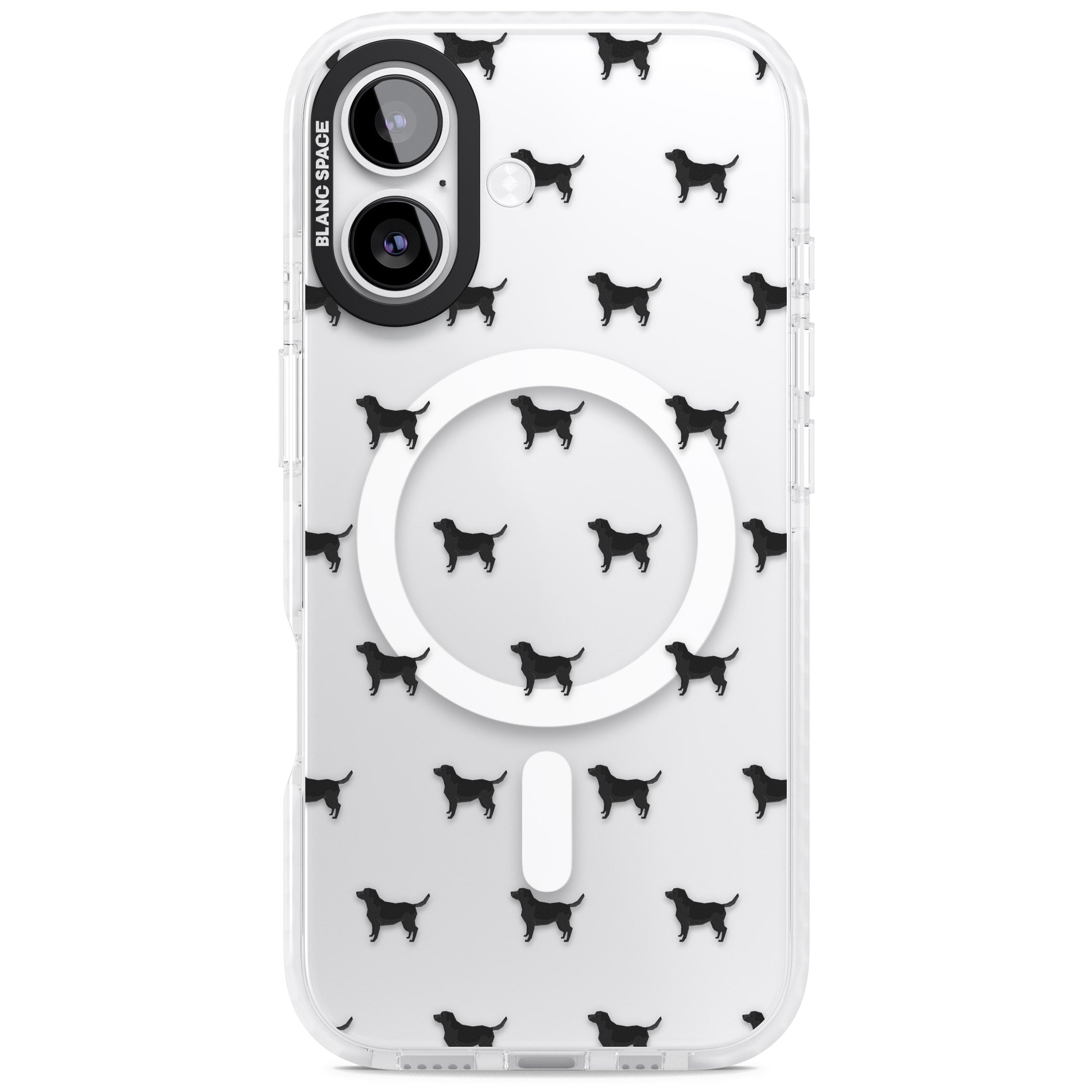 Black Labrador Pattern iPhone 17 Impact Pro Clear Phone Case