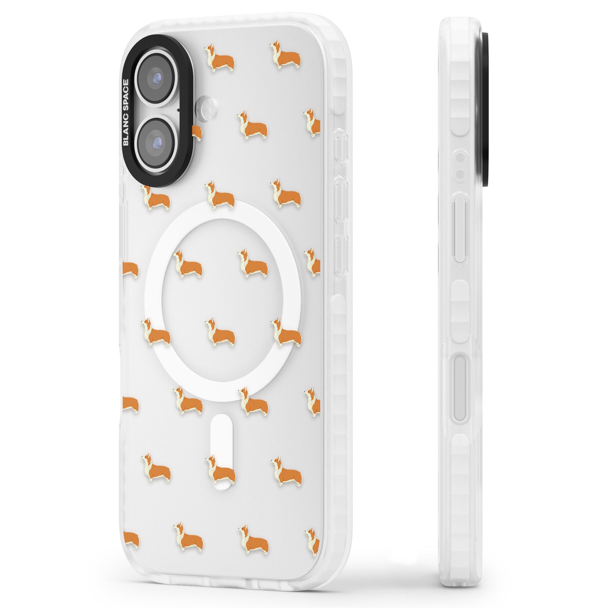 Pembroke Welsh Corgi Pattern iPhone 17 Impact Pro Clear Phone Case Side Profile