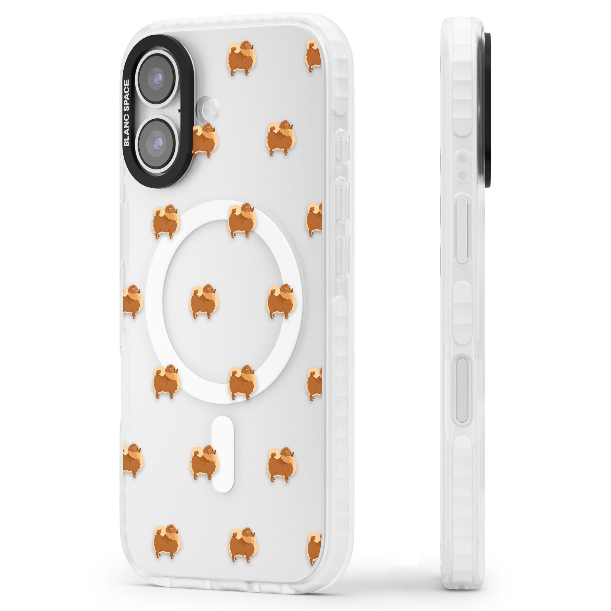 Pomeranian Delight iPhone 17 Impact Pro Clear Phone Case Side Profile