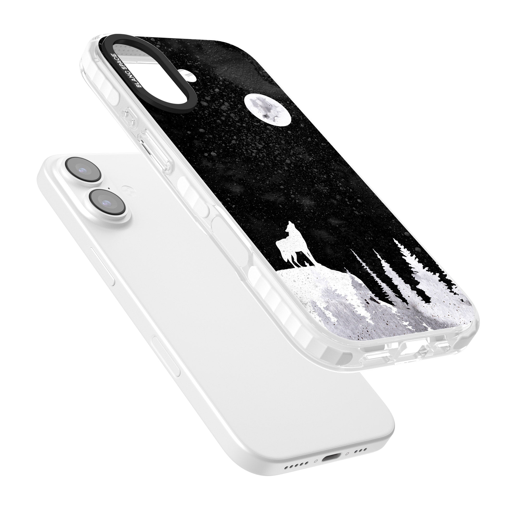 Moon Phases: Wolf & Full Moon iPhone 17 Impact Pro Clear Phone Case Colours