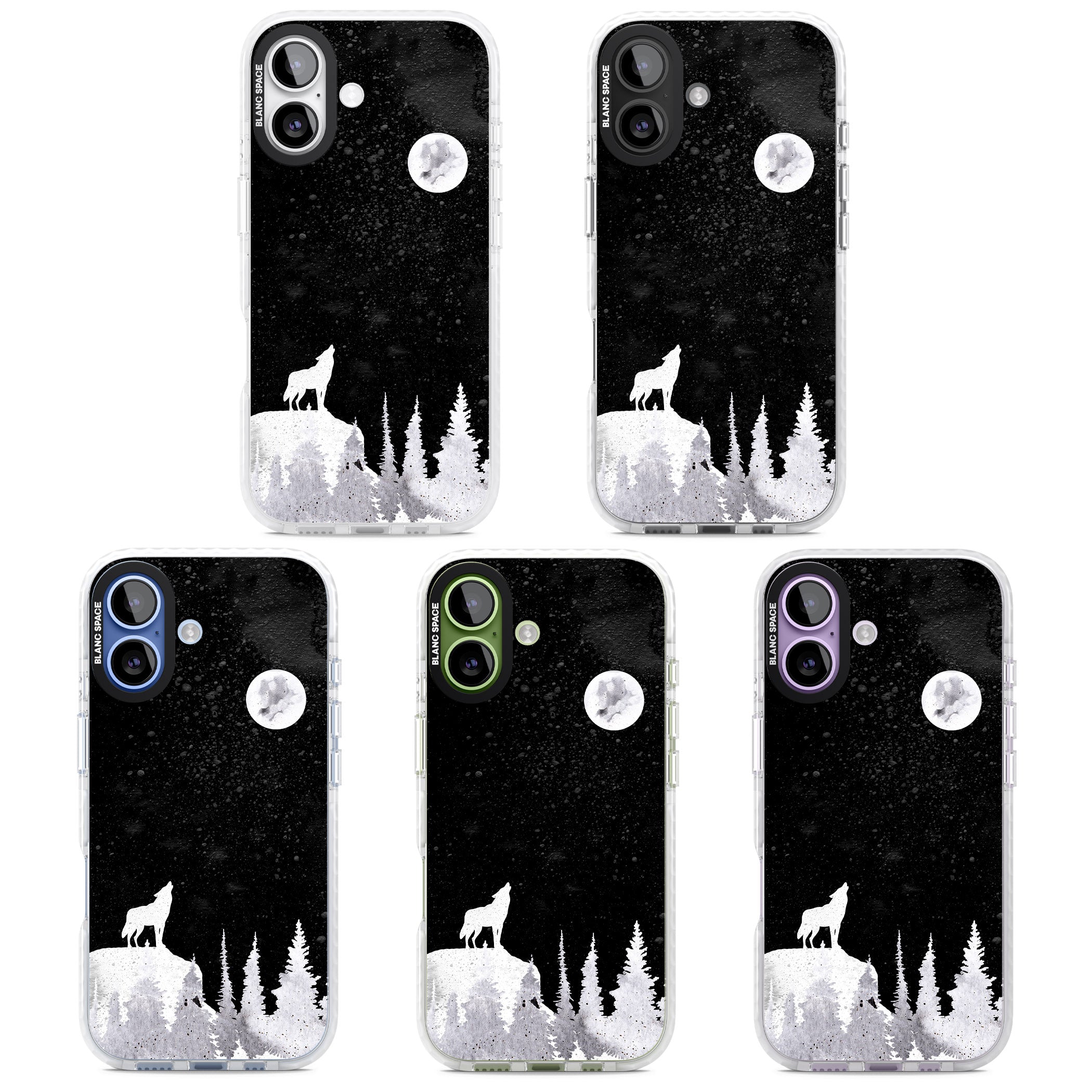 Moon Phases: Wolf & Full Moon iPhone 17 Impact Pro Clear Phone Case APT Impact Protection
