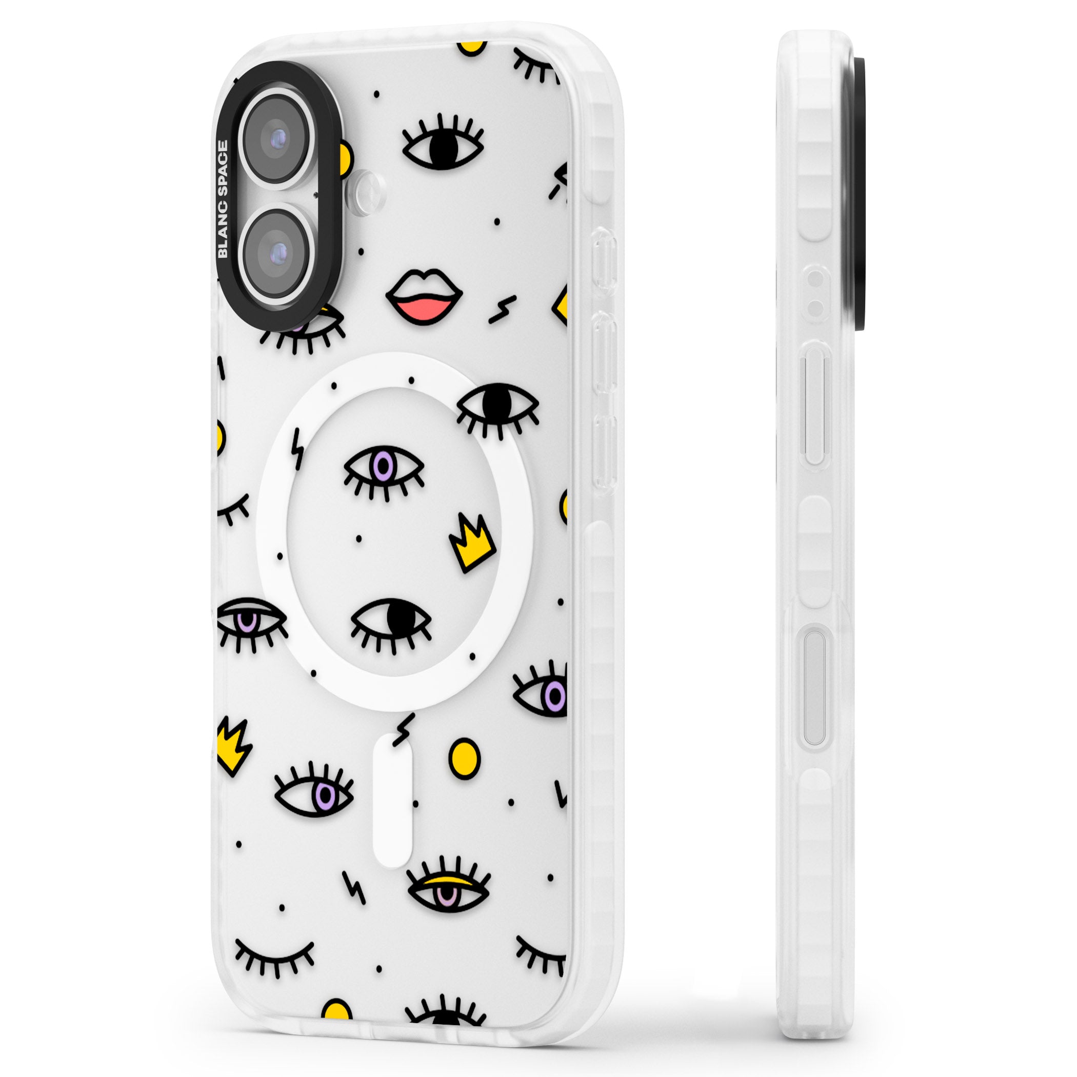 Eyes & Lips Icons iPhone 17 Impact Pro Clear Phone Case Side Profile