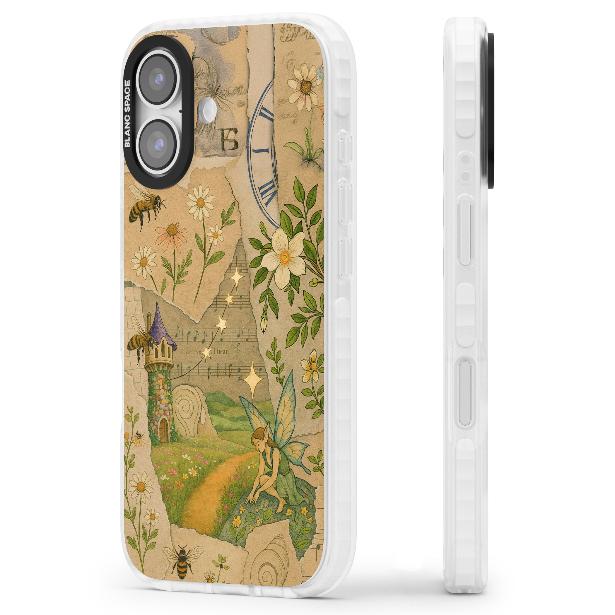 Floral Fairy Collage iPhone 17 Impact Pro Clear Phone Case Side Profile