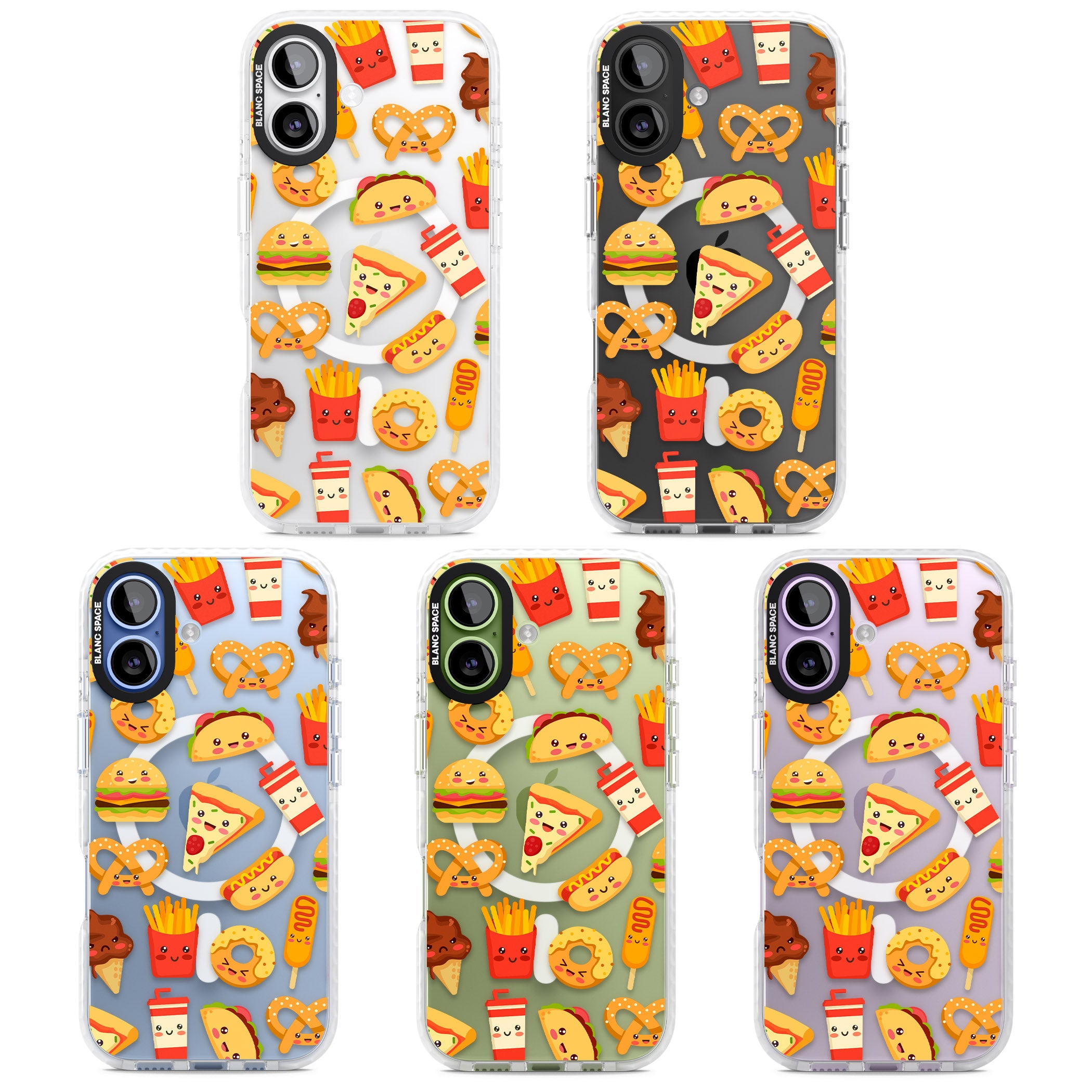 Fast Food Patterns Kawaii Fast Food Mix iPhone 17 Impact Pro Clear Phone Case APT Impact Protection
