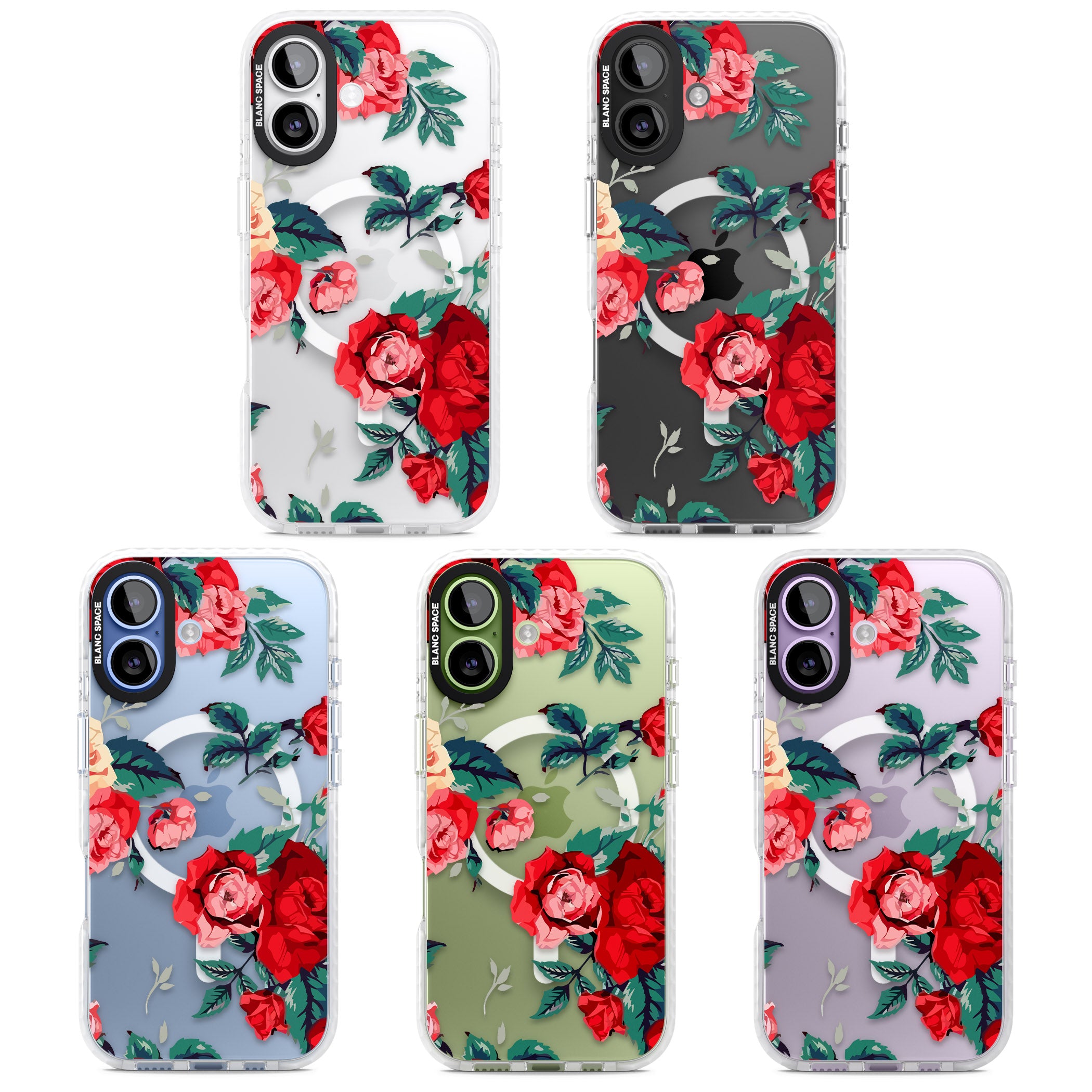 Rose Pattern iPhone 17 Impact Pro Clear Phone Case APT Impact Protection