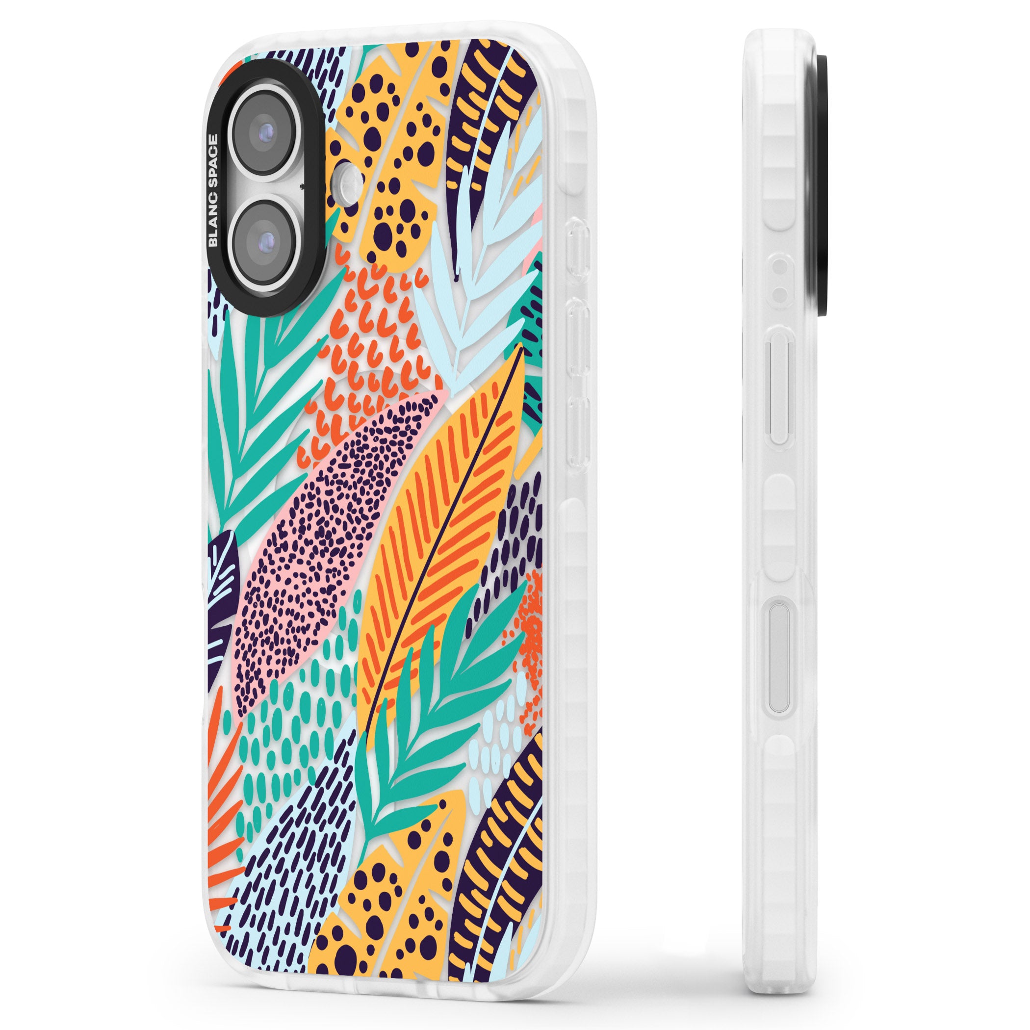 Colourful Leaves Mixture iPhone 17 Impact Pro Clear Phone Case Side Profile