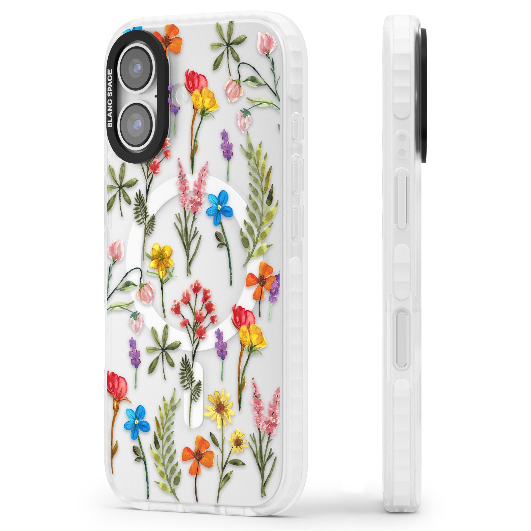 Spring Botanicals iPhone 17 Impact Pro Clear Phone Case Side Profile
