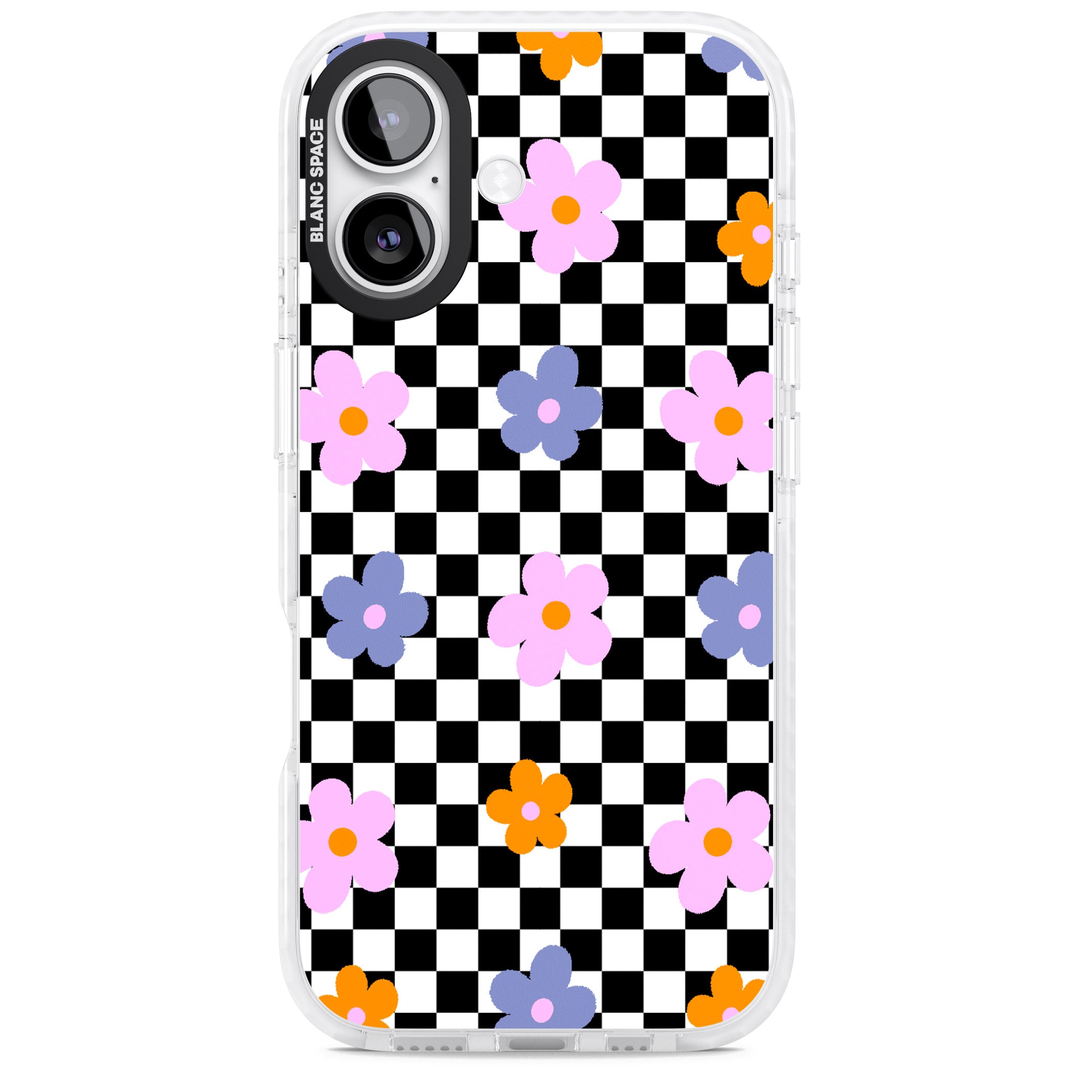 Checkered Blossom iPhone 17 Impact Pro Clear Phone Case
