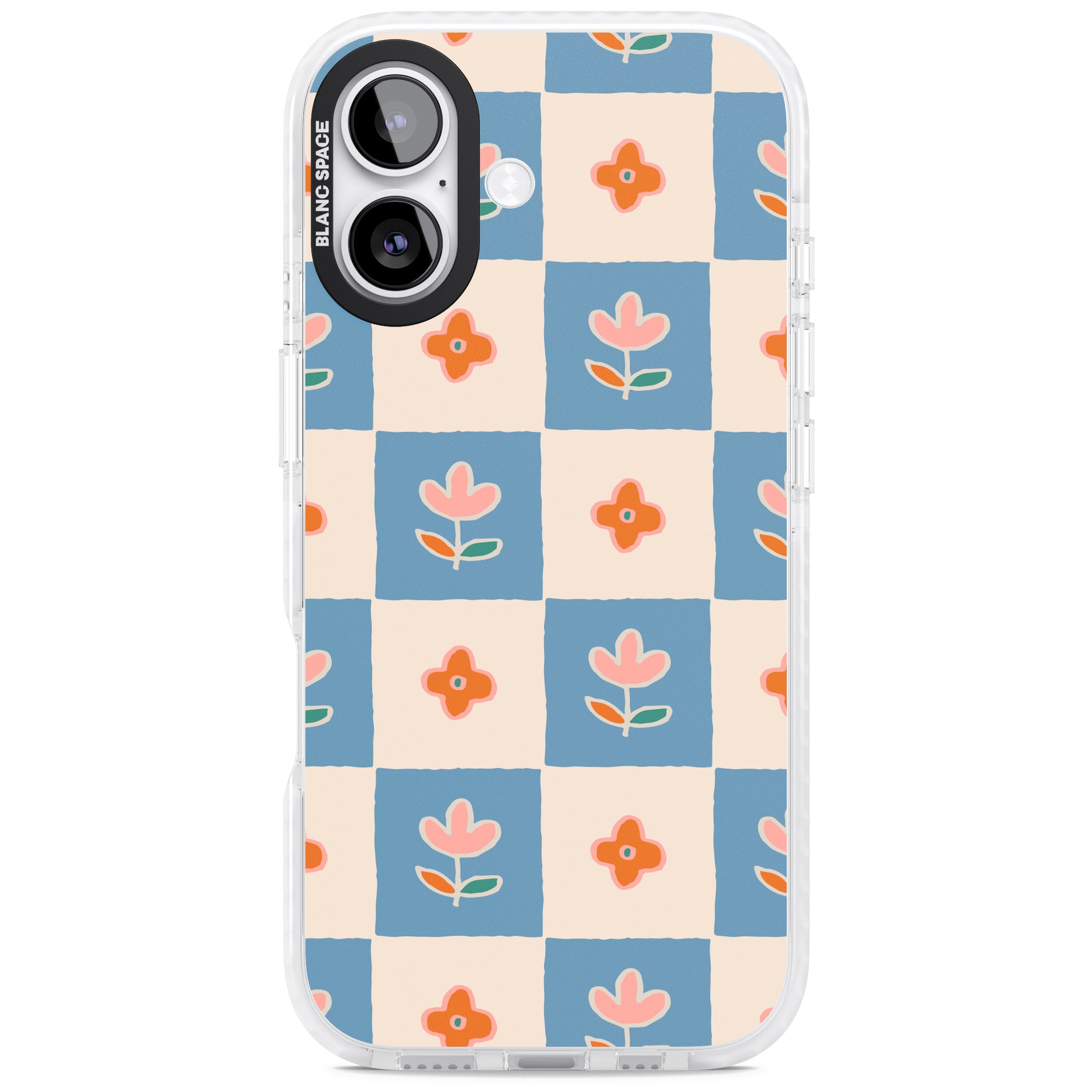 Vintage Bloom Checkered iPhone 17 Impact Pro Clear Phone Case