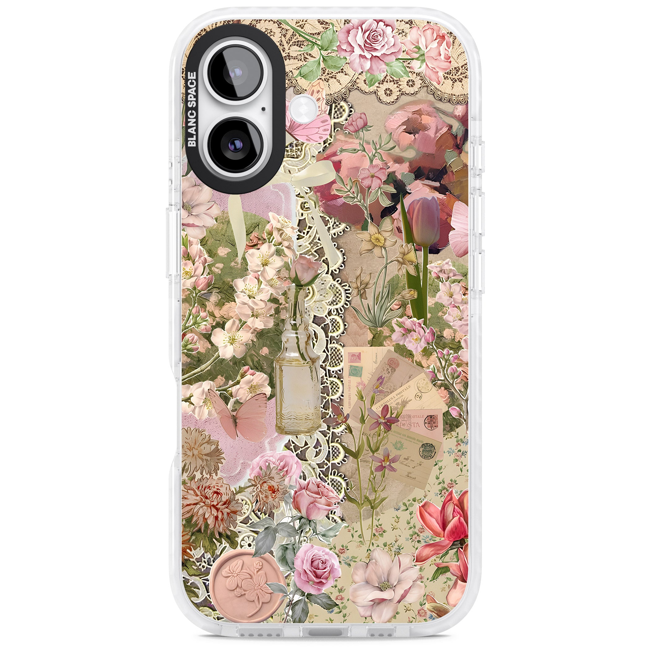 Soft Pink Flower Collage iPhone 17 Impact Pro Clear Phone Case