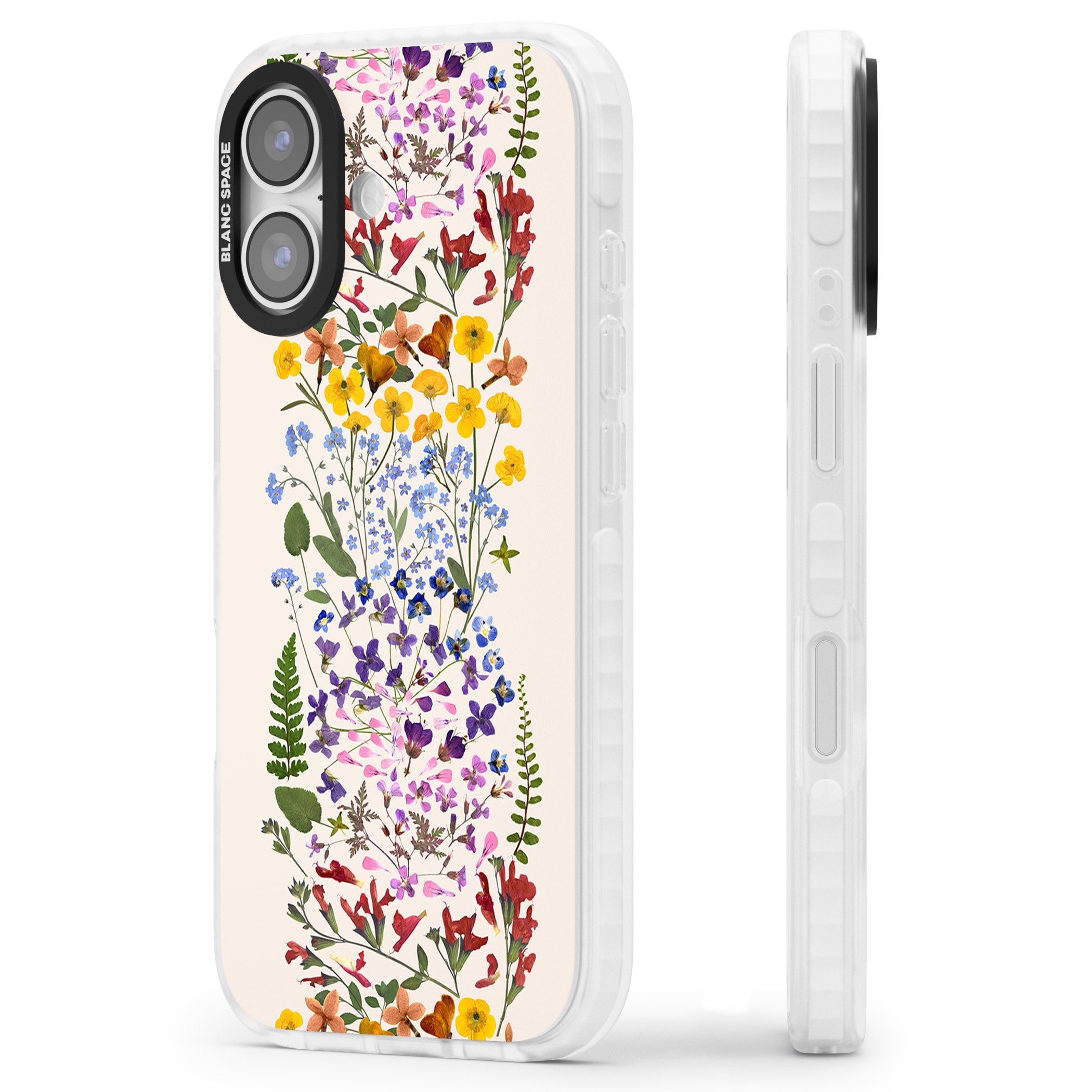 Cream Wildflower iPhone 17 Impact Pro Clear Phone Case Side Profile
