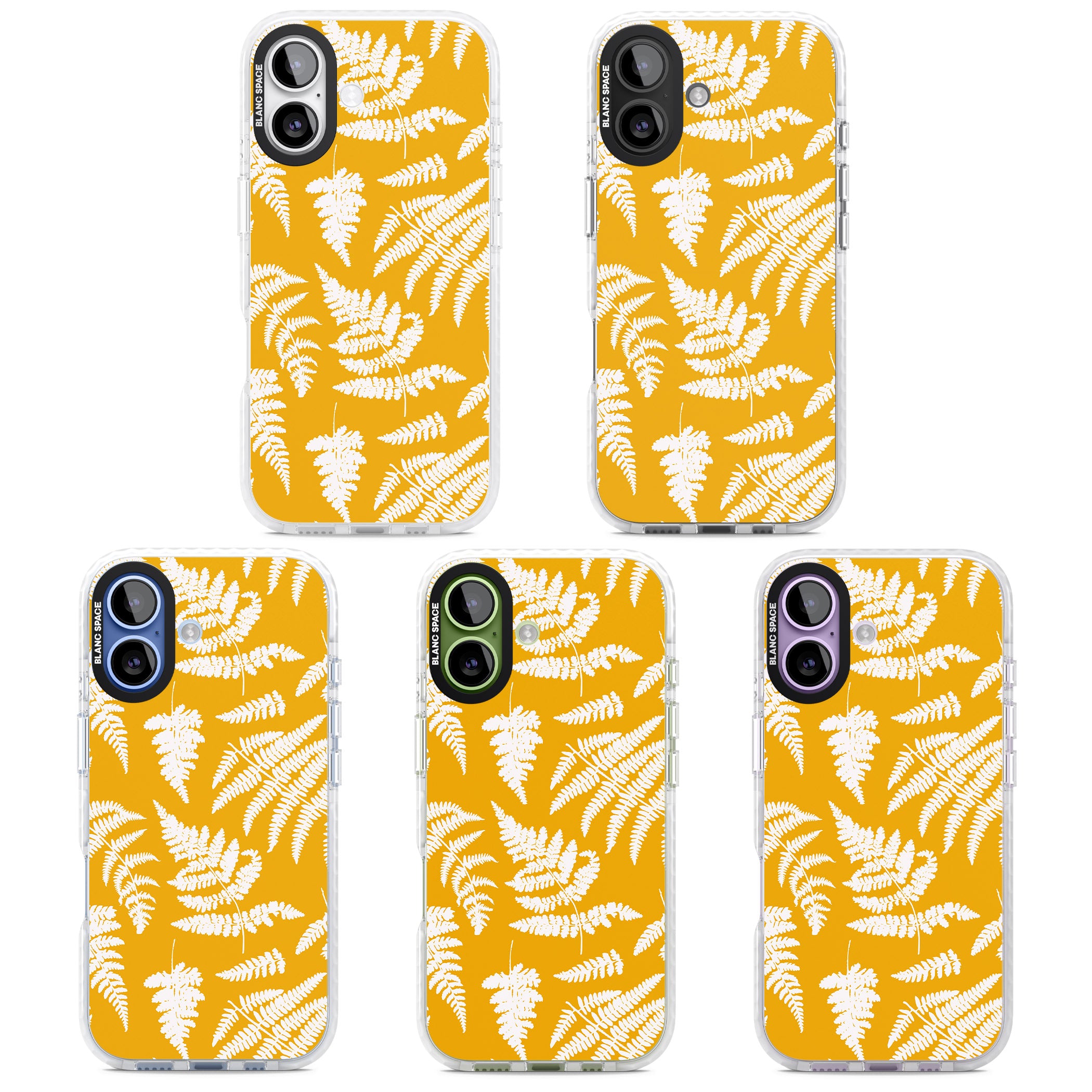 Fern Pattern On Yellow iPhone 17 Impact Pro Clear Phone Case APT Impact Protection