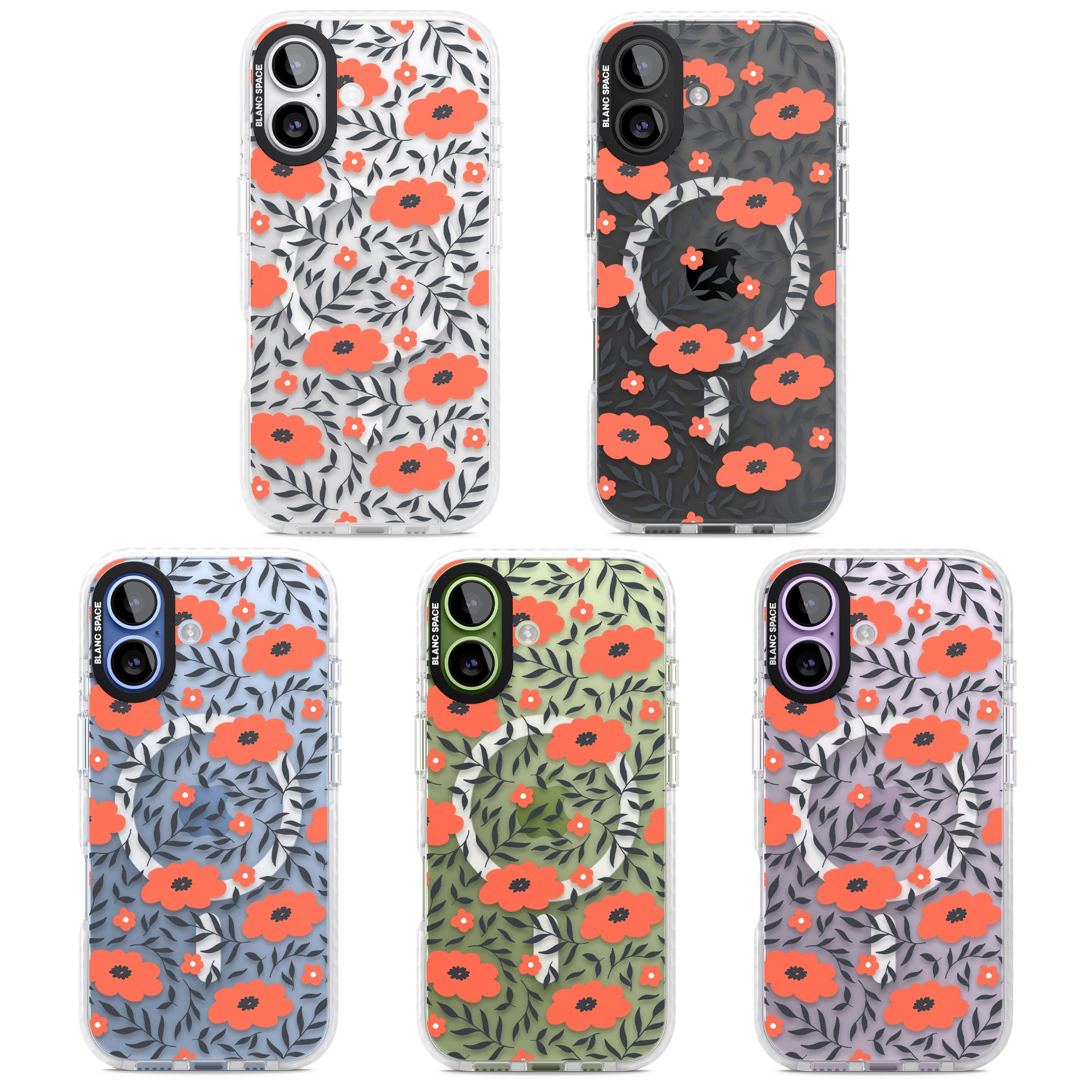 Red Poppy Floral iPhone 17 Impact Pro Clear Phone Case APT Impact Protection