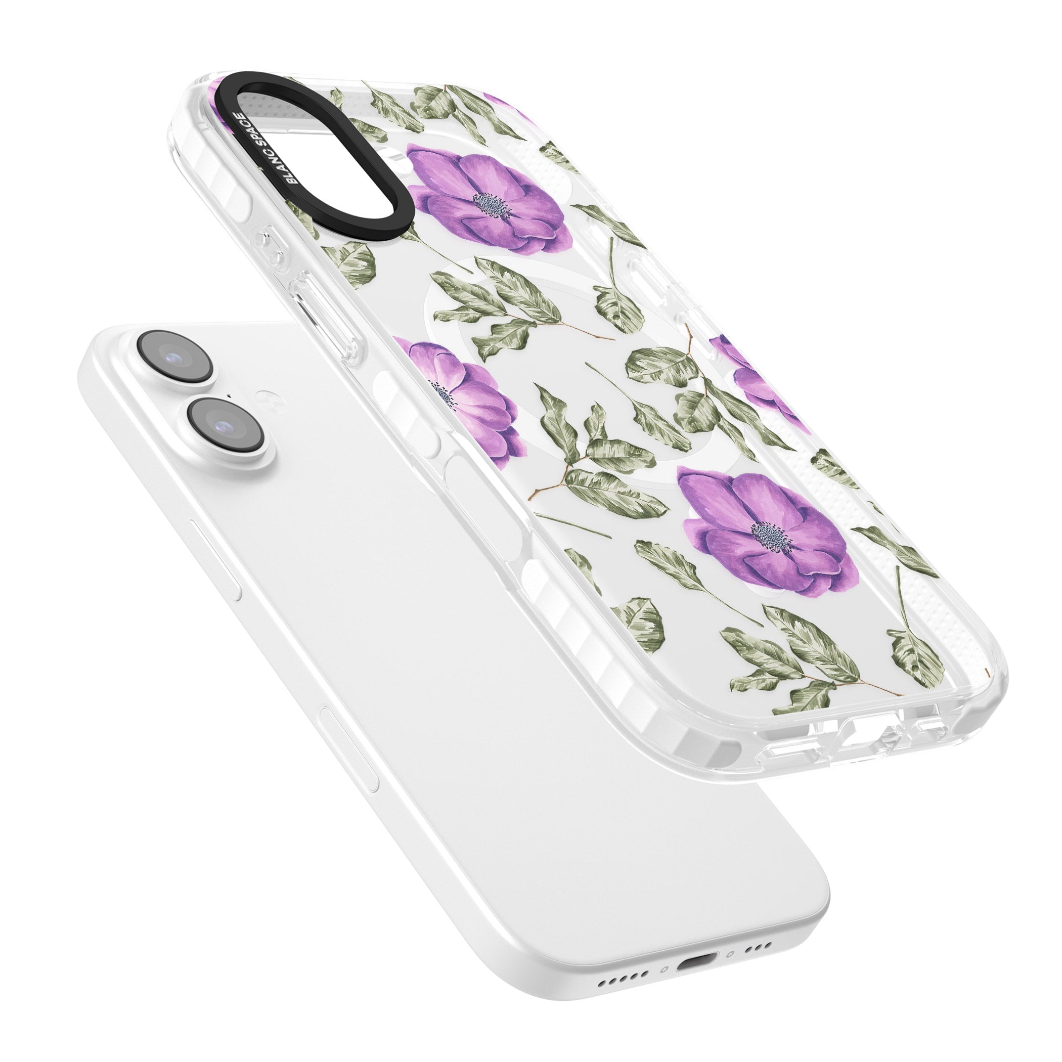 Purple Bloom Floral iPhone 17 Impact Pro Clear Phone Case Colours