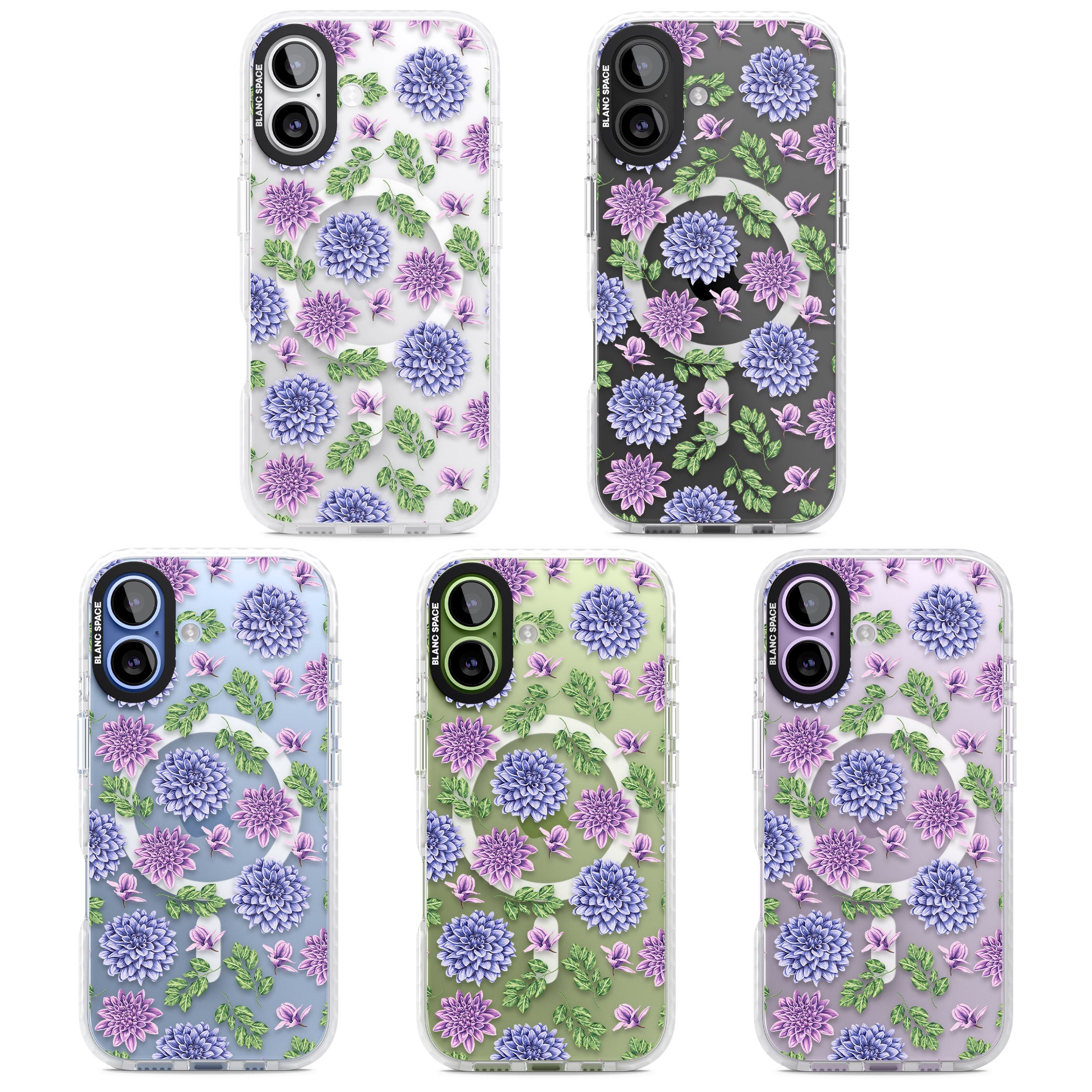 Purple Dahlias Floral iPhone 17 Impact Pro Clear Phone Case APT Impact Protection