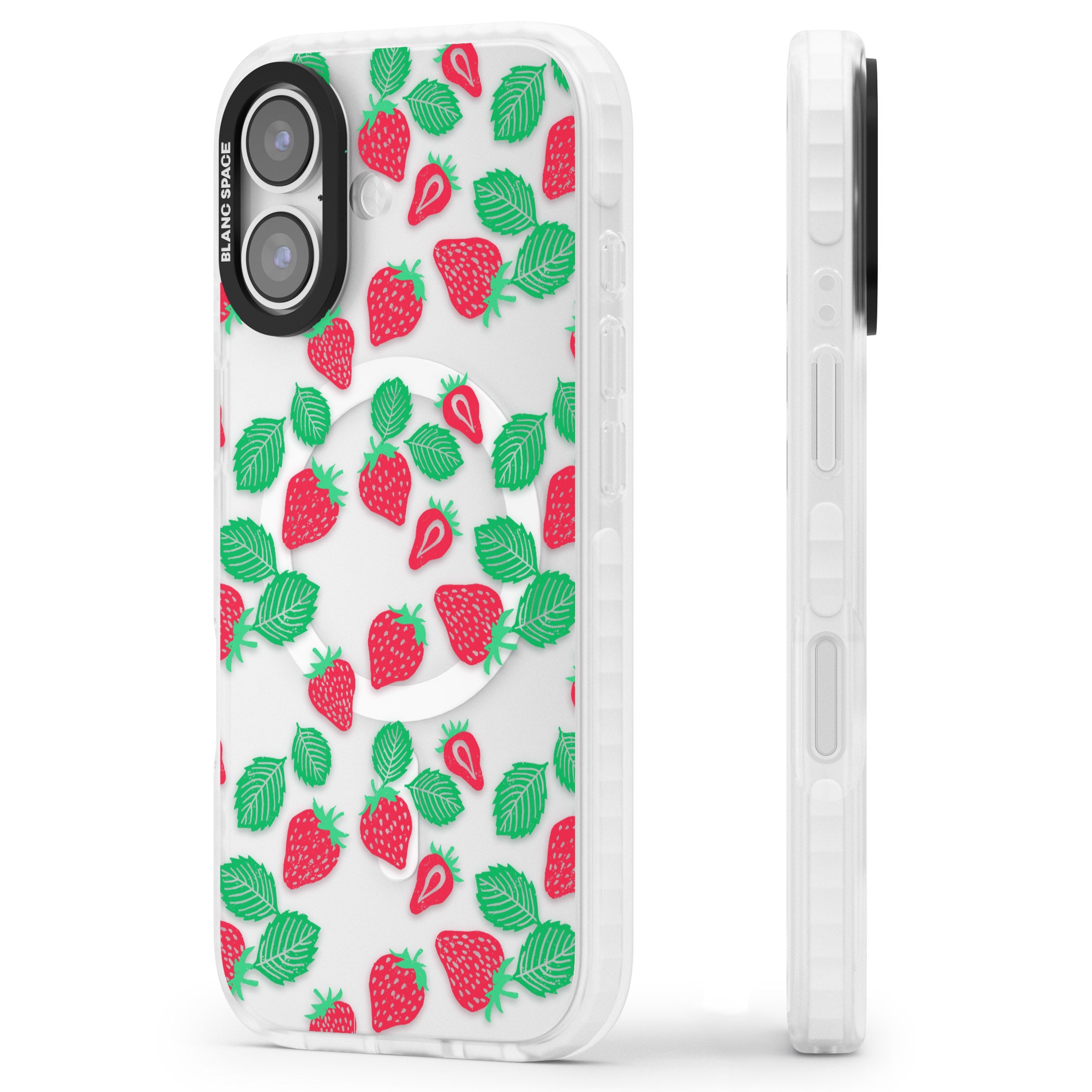 Strawberry Delight iPhone 17 Impact Pro Clear Phone Case Side Profile