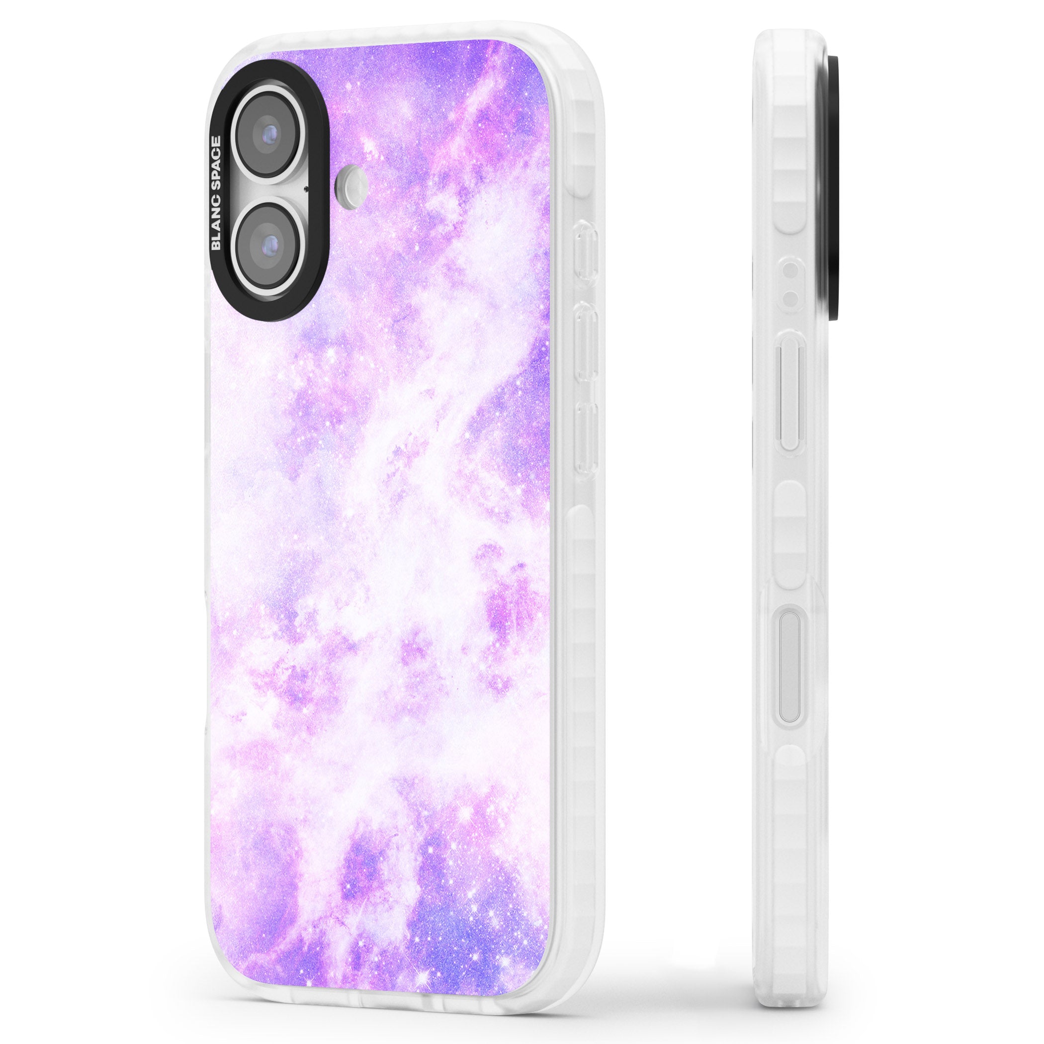 Purple Galaxy Vibes iPhone 17 Impact Pro Clear Phone Case Side Profile