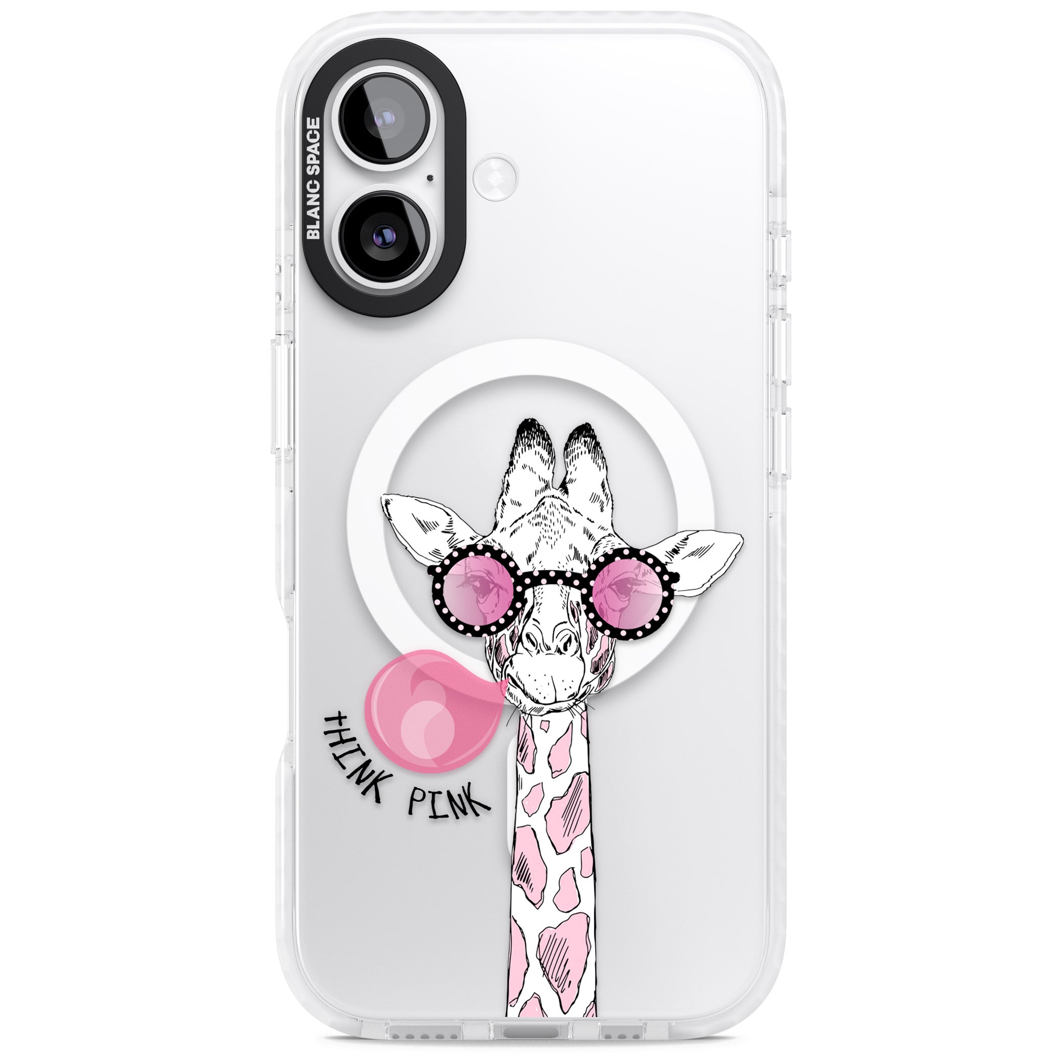 Think Pink Giraffe iPhone 17 Impact Pro Clear Phone Case