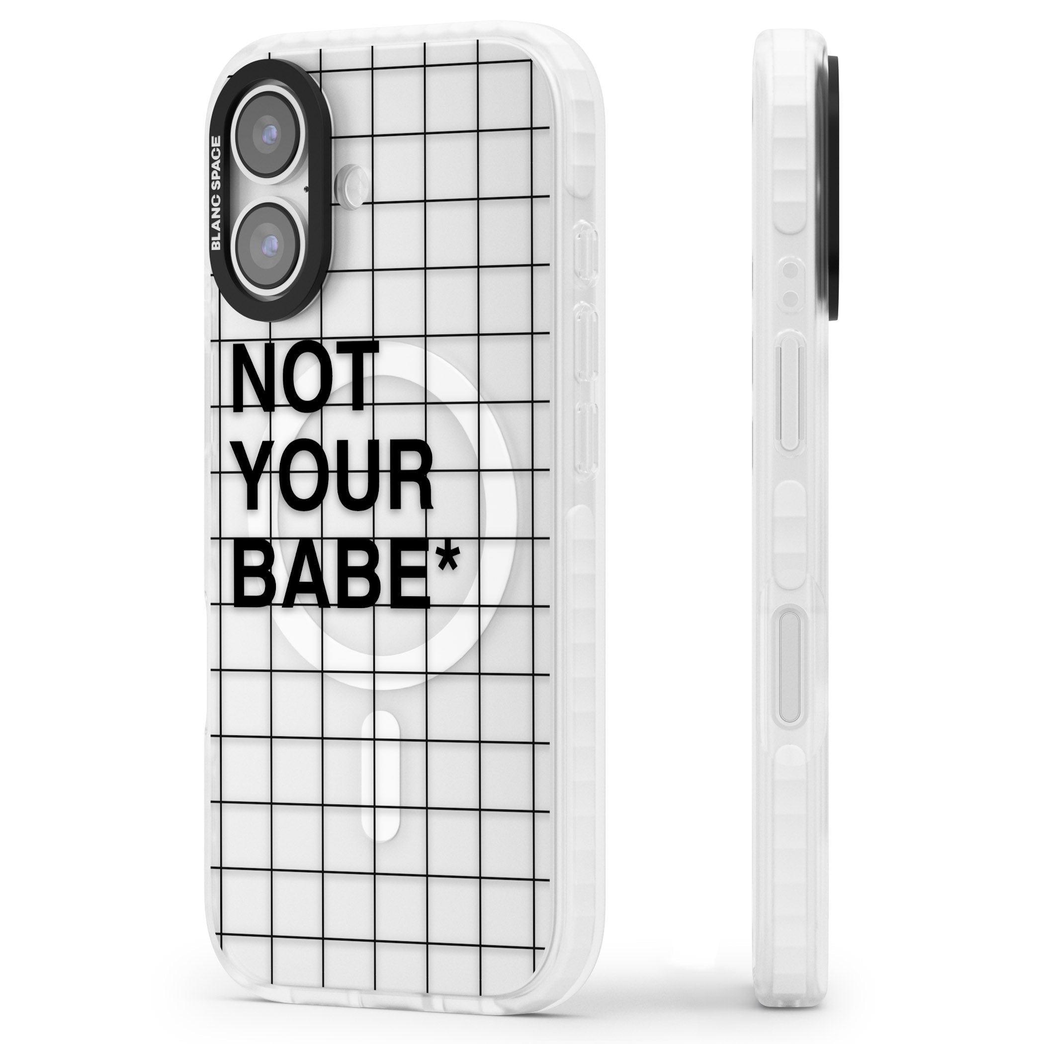 Not Your Babe iPhone 17 Impact Pro Clear Phone Case Side Profile