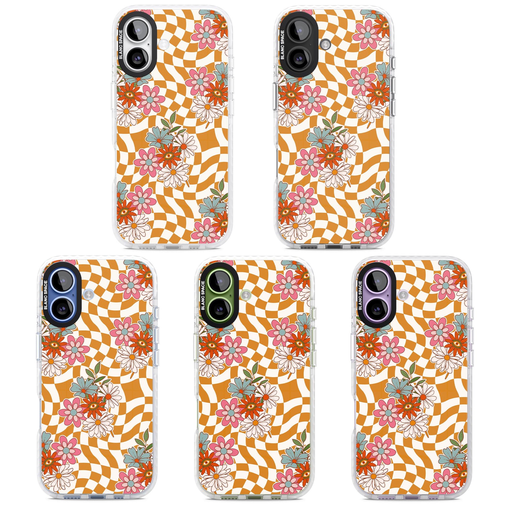 Wavy Checked Bloom iPhone 17 Impact Pro Clear Phone Case APT Impact Protection