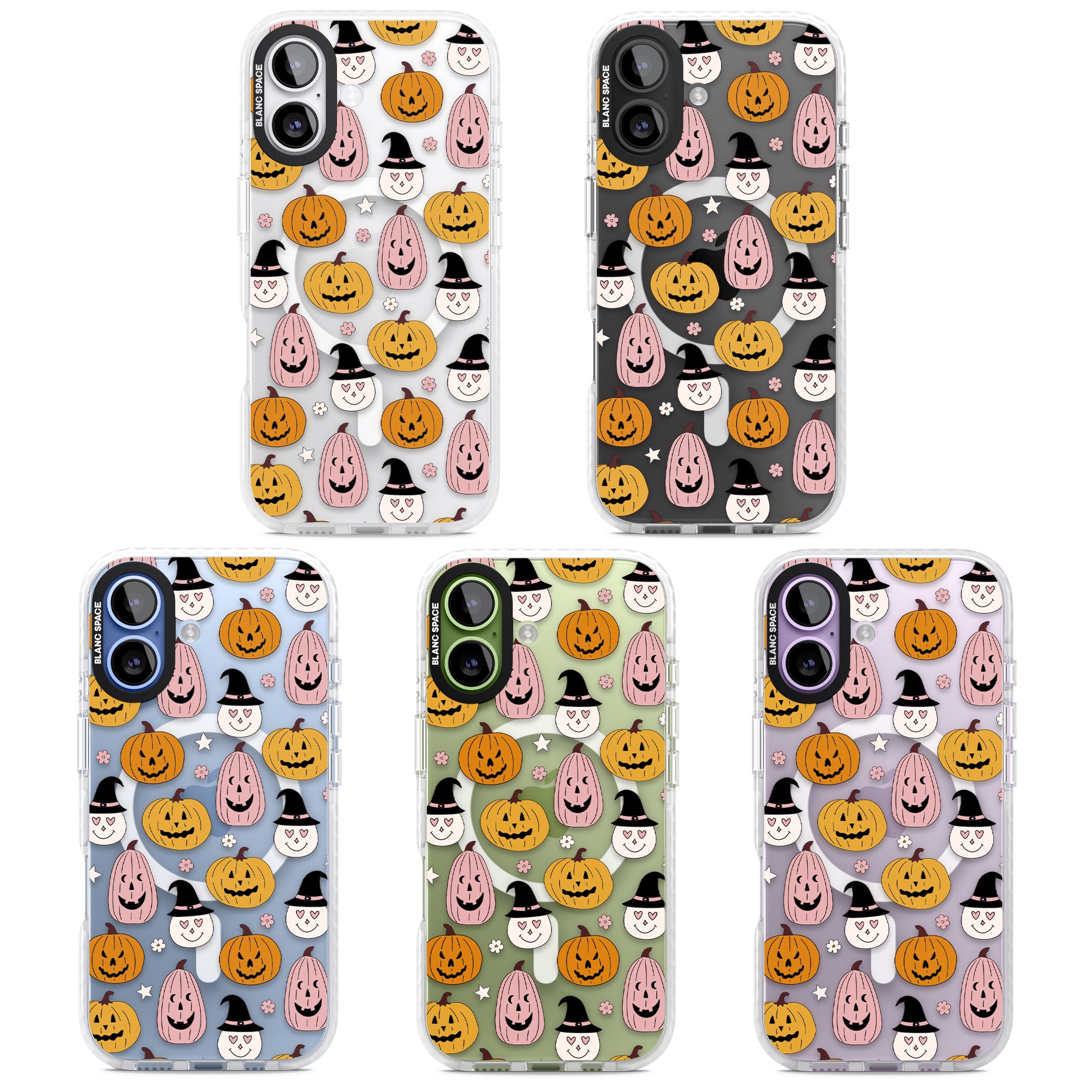 Witches And Pumpkins Pattern iPhone 17 Impact Pro Clear Phone Case APT Impact Protection
