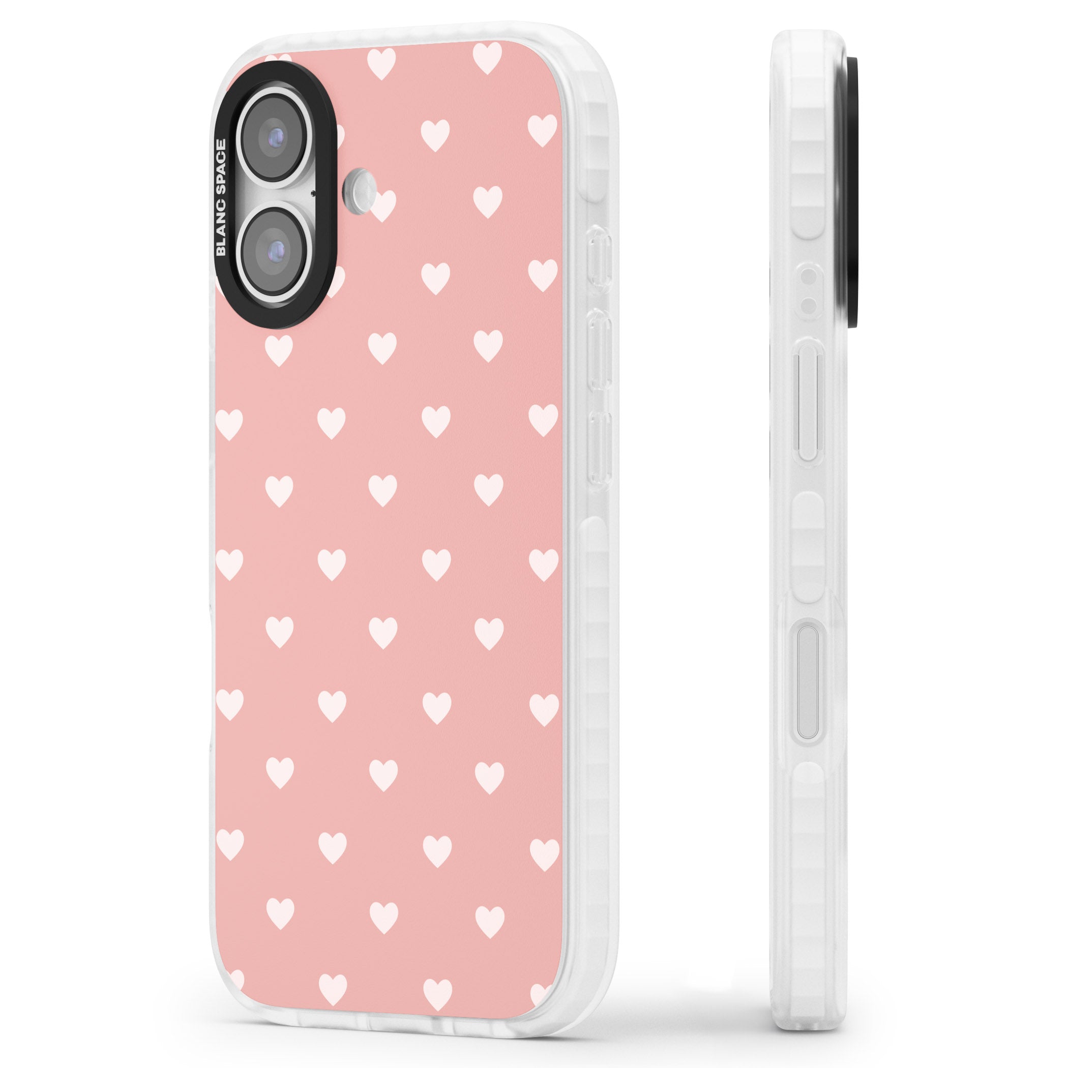 Small Heart Pattern: Pink iPhone 17 Impact Pro Clear Phone Case Side Profile