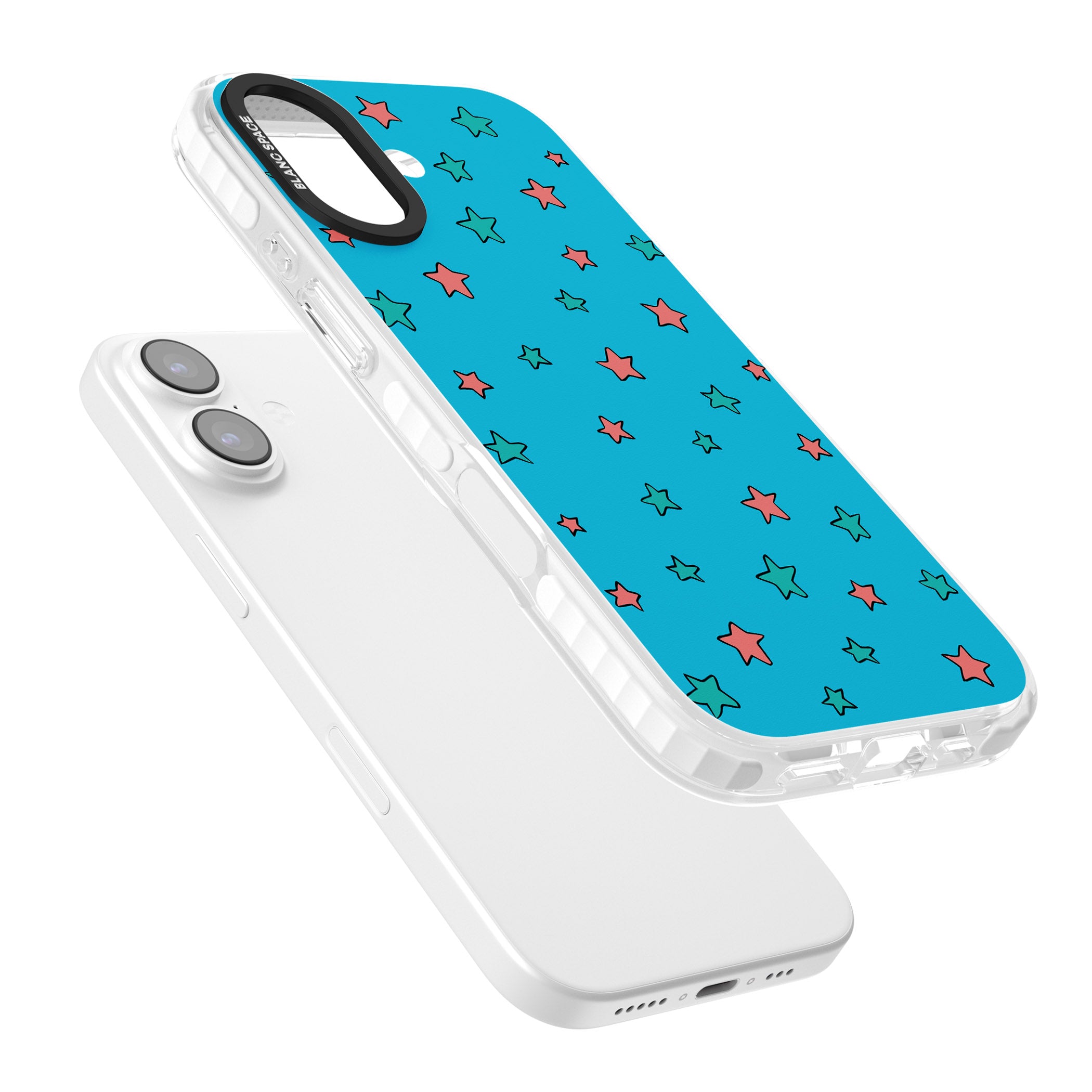 Blue Heartstopper Stars Pattern iPhone 17 Impact Pro Clear Phone Case Colours