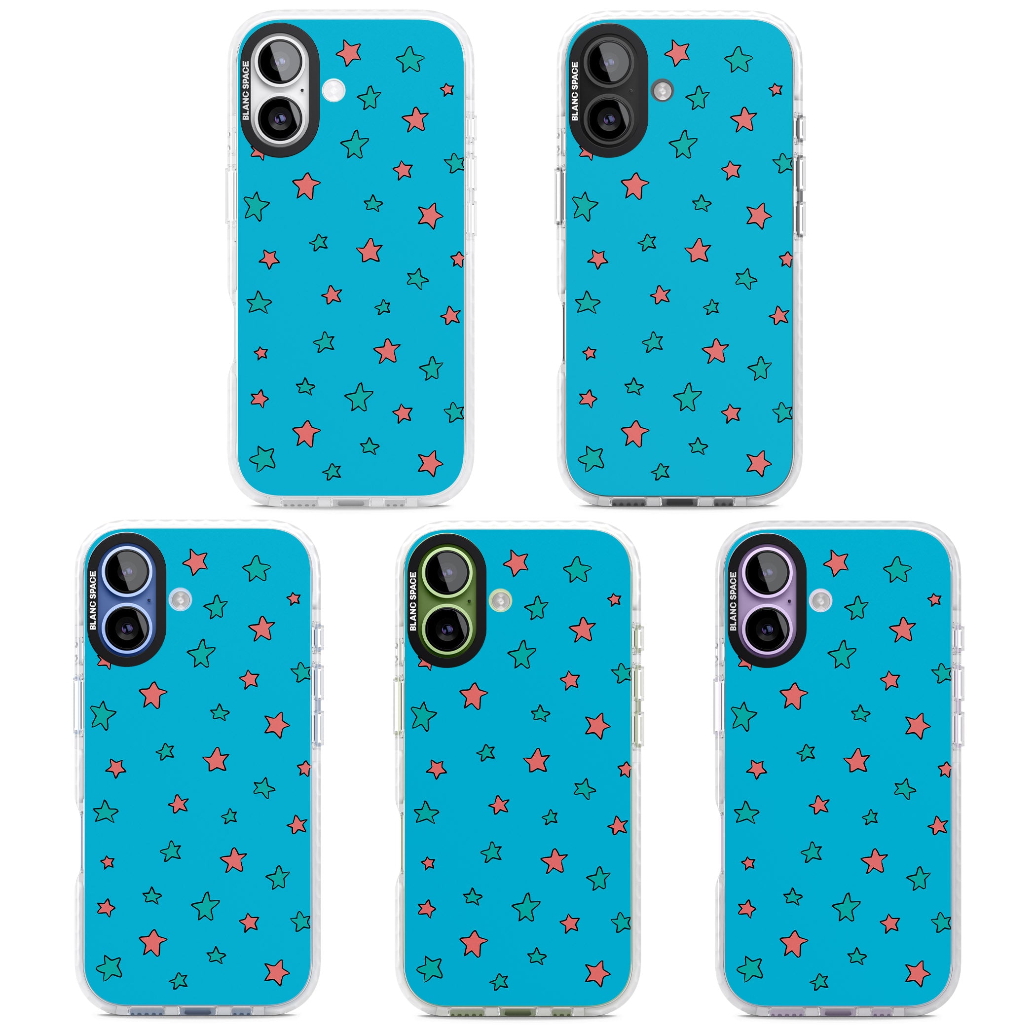 Blue Heartstopper Stars Pattern iPhone 17 Impact Pro Clear Phone Case APT Impact Protection