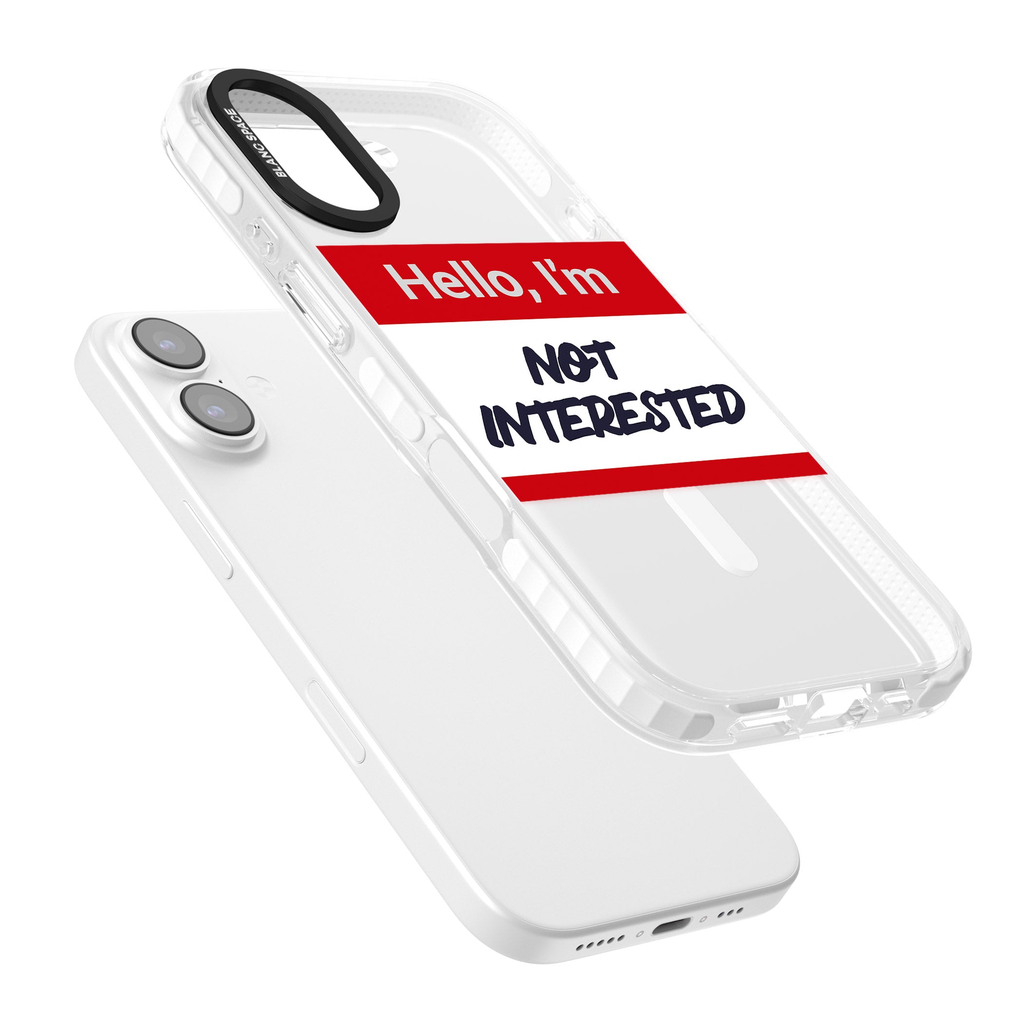Funny Hello Name Tag Not Interested iPhone 17 Impact Pro Clear Phone Case Colours