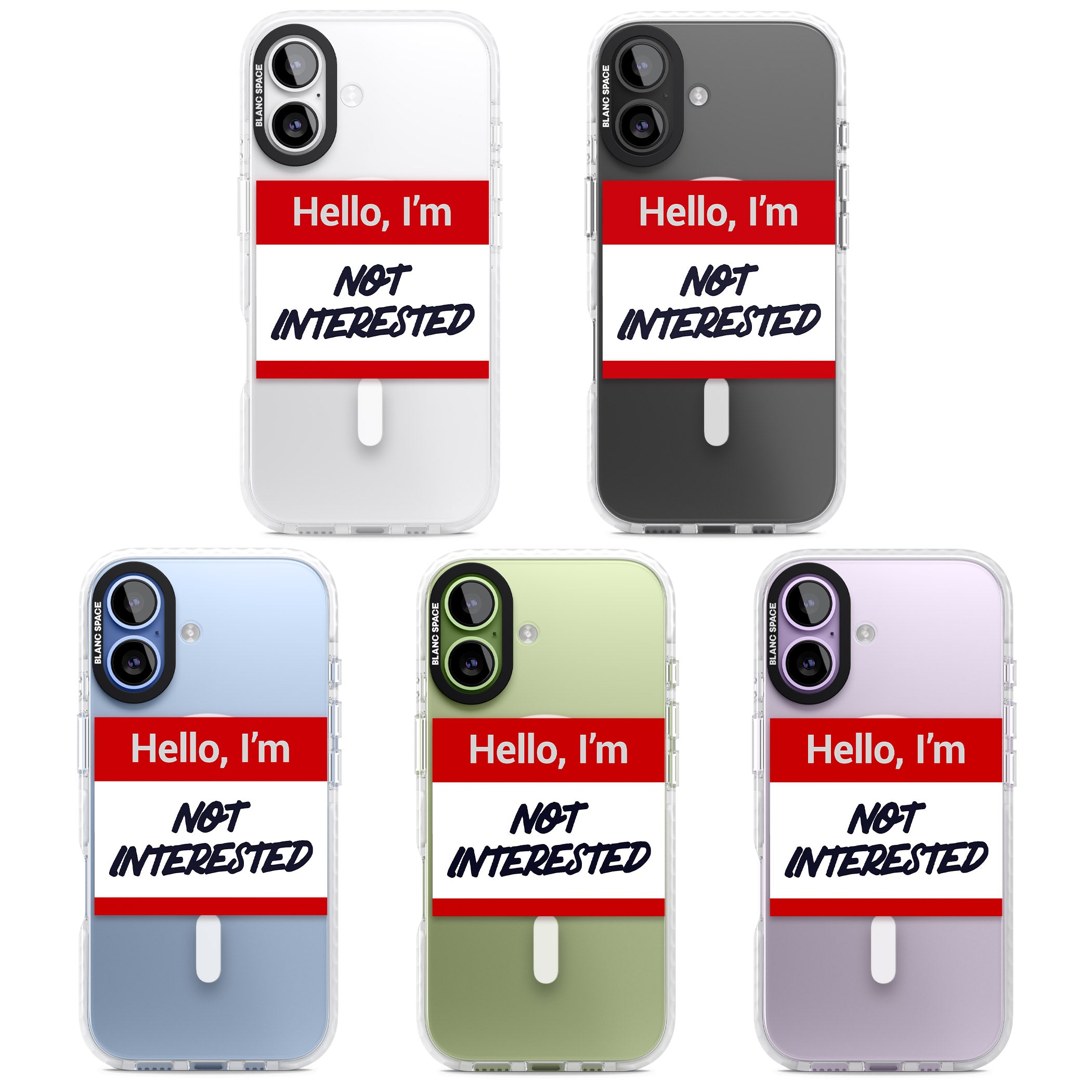 Funny Hello Name Tag Not Interested iPhone 17 Impact Pro Clear Phone Case APT Impact Protection